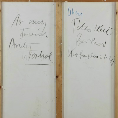 27044754a - Peter Robert Keil, Berlin, Rückseite mit Titel: ´To my Friend Andy Warhol´, ca. 105x100 ...