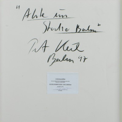 27044766a - Peter Robert Keil, 1997, Berlin, Rückseite mit Titel: ´Akte im Studio Berlin´, ca. ...