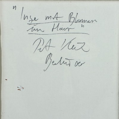 27044792a - Peter Robert Keil, 2000, Berlin, Rückseite mit Titel: ´Inge mit Blumen im Haar´, ca. ...