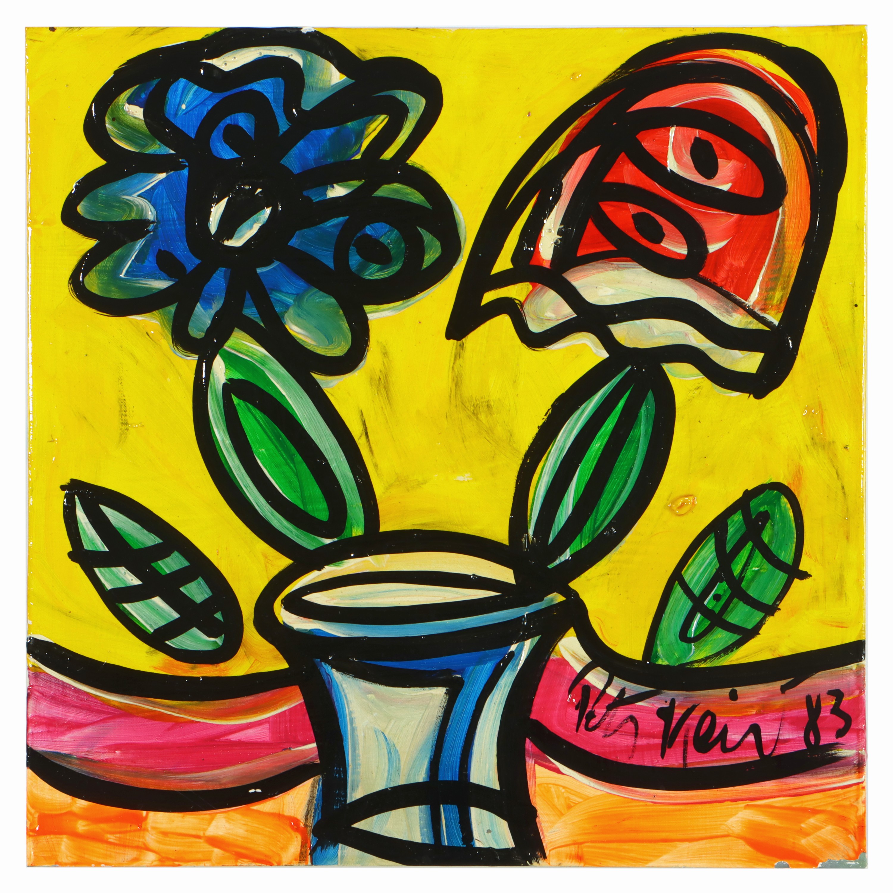 Image 27044815 - Peter Robert Keil, 1983, ohne Titel, ca. 40x40 cm, signiert u. datiert, Öl/Acryl ...