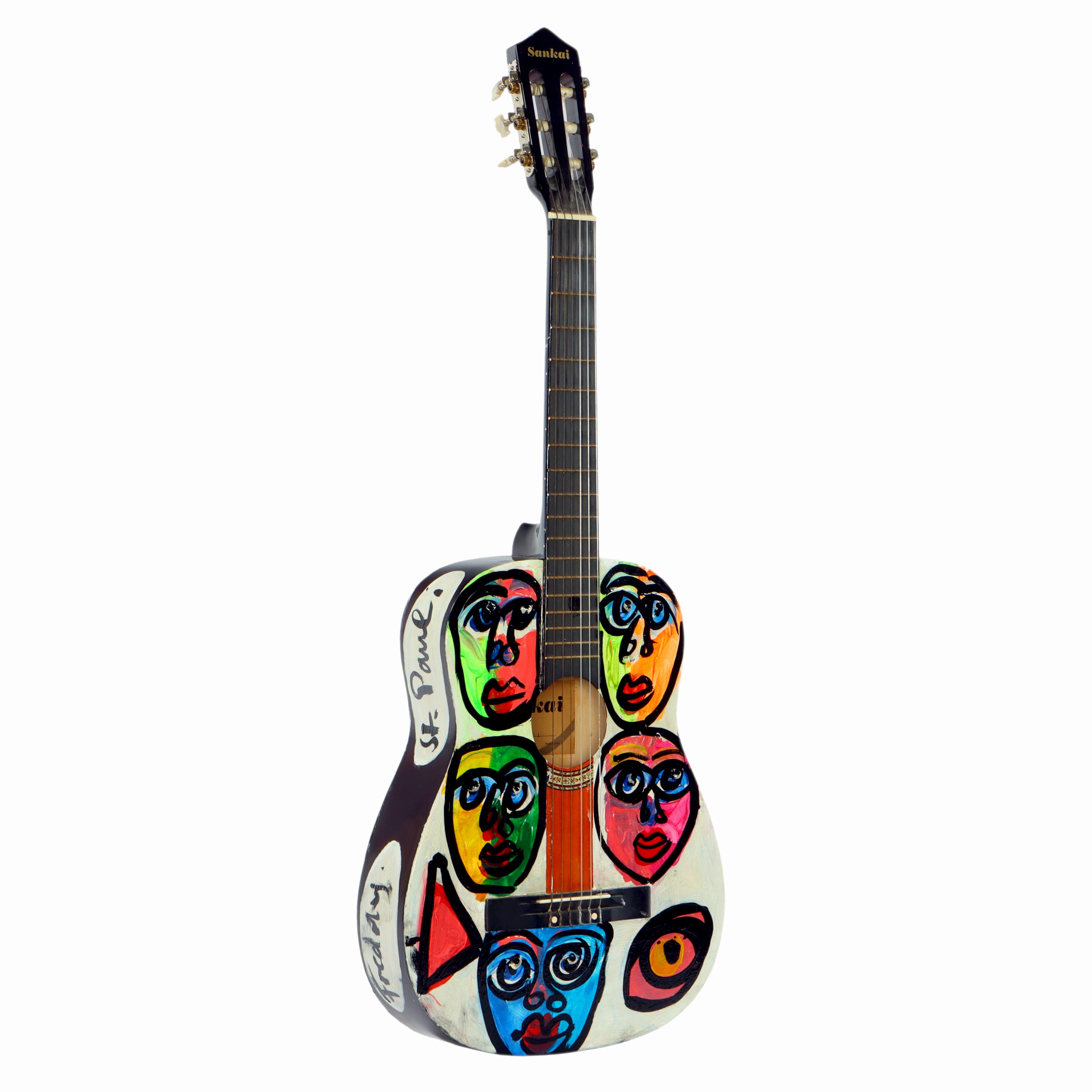Image 27044878 - Peter Robert Keil, Kunstobjekt Gitarre, 1983, Rückseite mit Titel: ´Junge komm bald ...