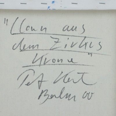 27044830a - Peter Robert Keil, 2000, Berlin, Rückseite mit Titel: ´Clown aus dem Zirkus Krone´, ca. ...
