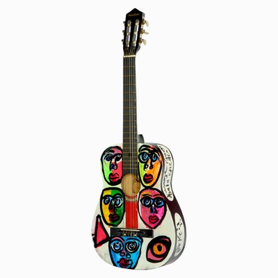 27044878a - Peter Robert Keil, Kunstobjekt Gitarre, 1983, Rückseite mit Titel: ´Junge komm bald ...