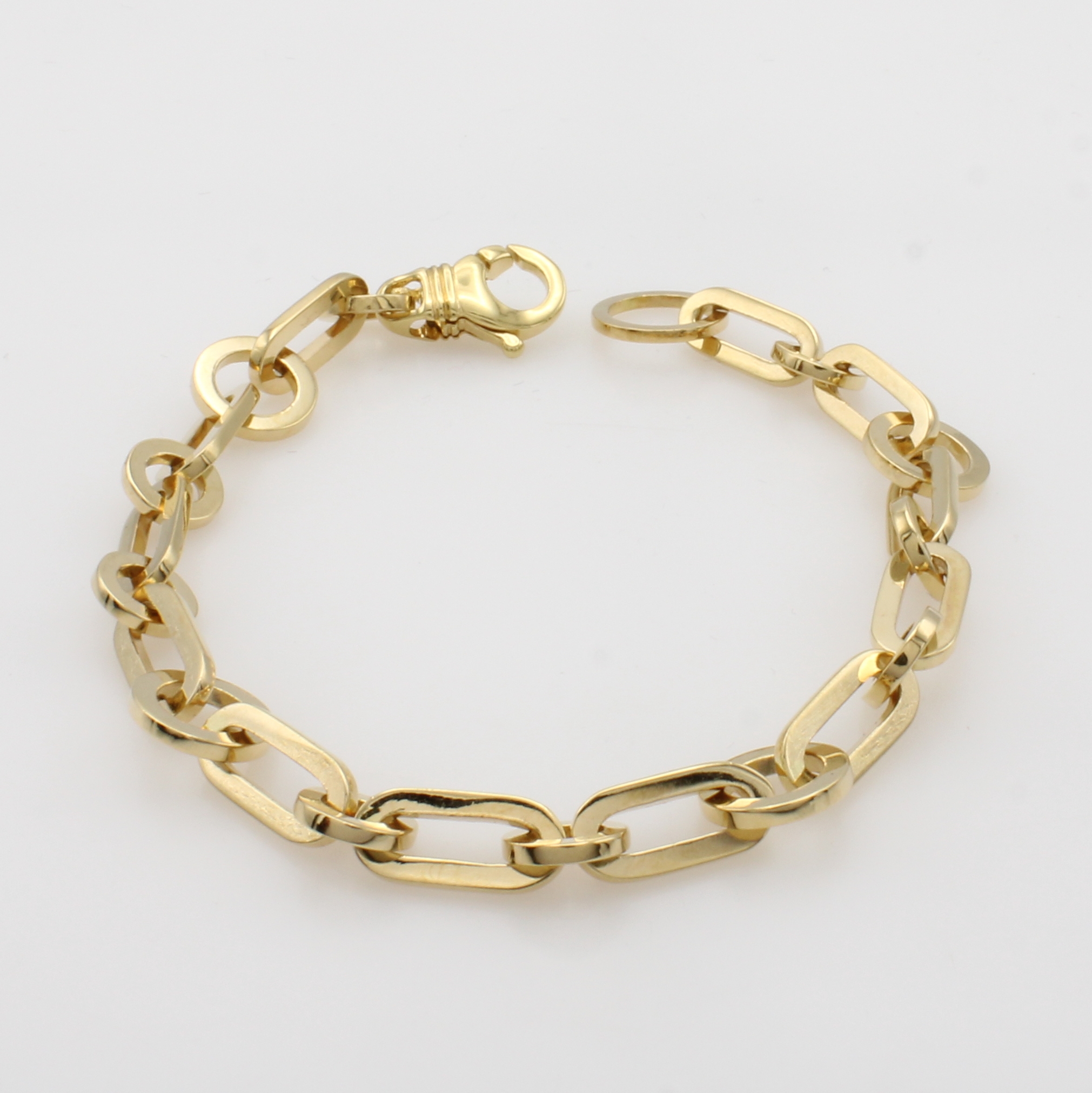 Image 27044913 - Gliederarmband, GG 750/000, ovale und runde Glieder, abgekantet, Karabinerschl., L. ca. ...