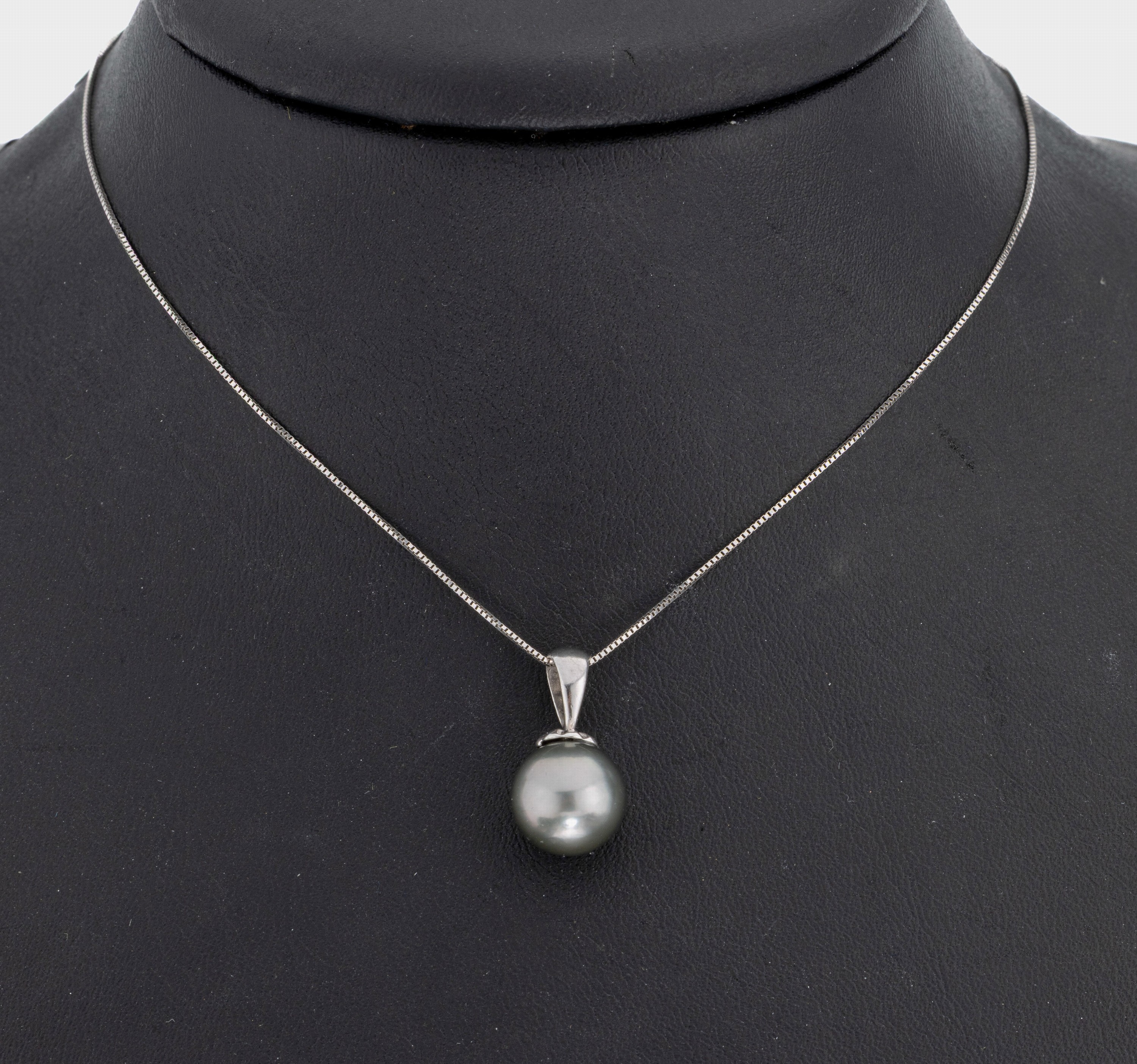 Image 27044991 - 14 kt Gold Perl-Anhänger, WG 585/000, anthrazitfarb. Zuchtperle, D. ca. 10.2 mm, an ...