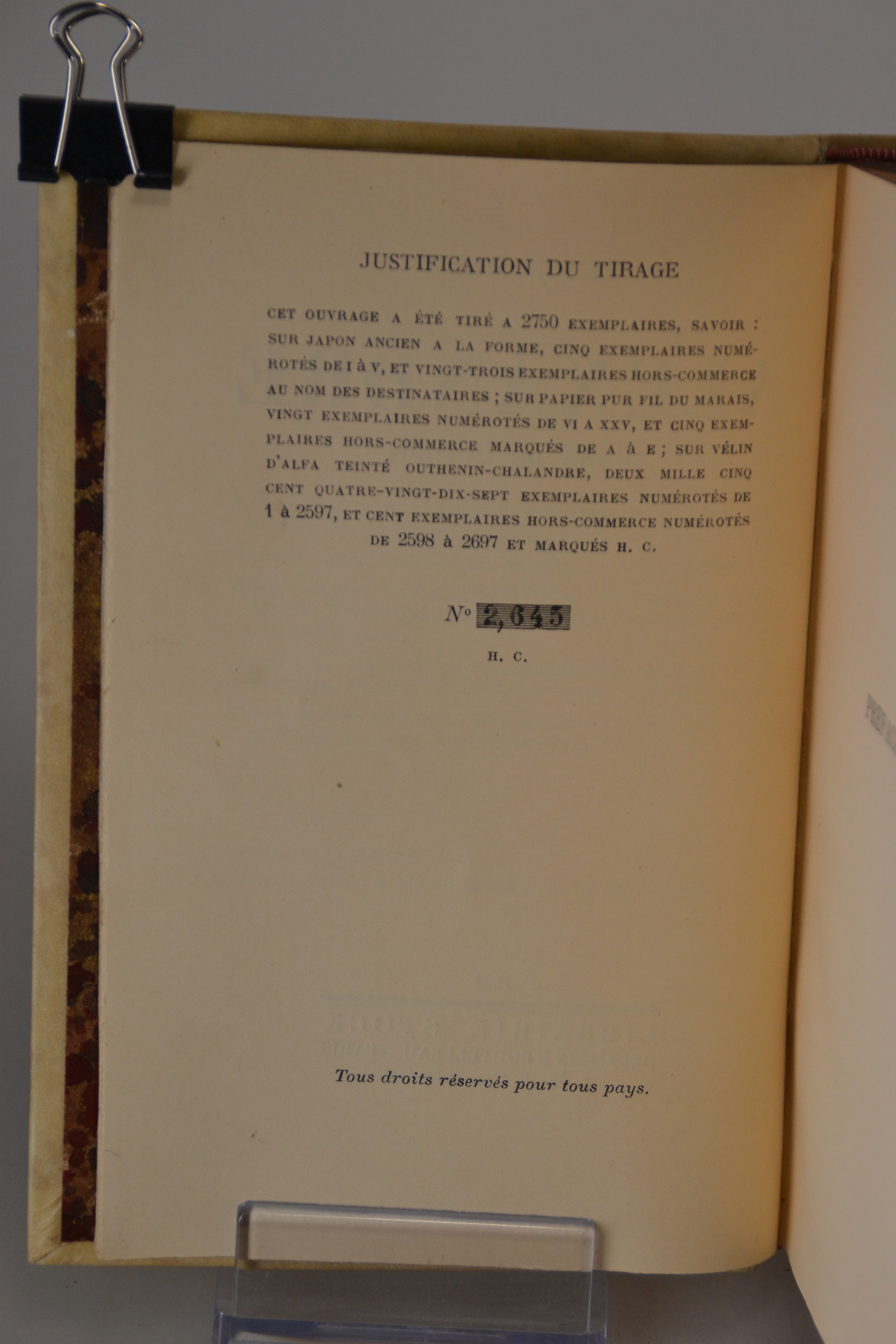 Detail a: Klaus Mann (1906-1949): Alexandre. Roman de l'Utopie, Paris, Delamain & Boutelleau 1931, frz., 8°, OLdr., Ed. 2645 von 2697, eines von 100 ...
