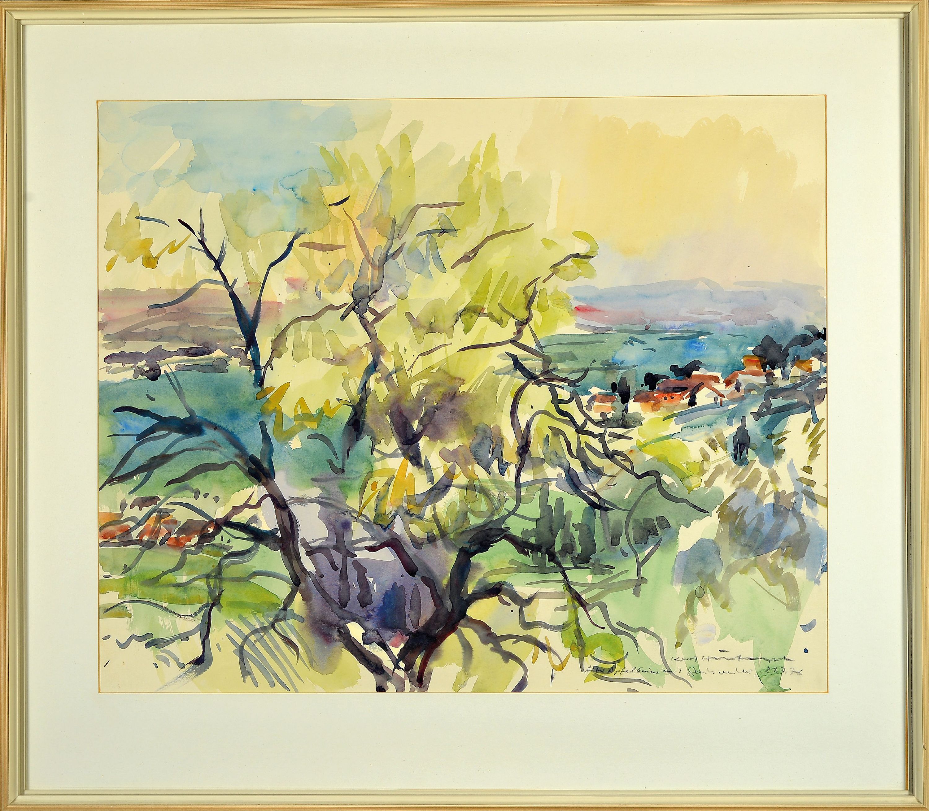 Detail k: Karl Hufnagel, 1906 Harthausen-1995 Speyer, Alter Apfelbaum bei Gleisweiler, Aquarell auf Papier, rechts unten sign., betitelt und 76, ca. 48x59cm, ...