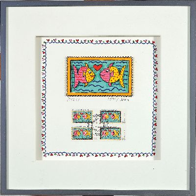 27044911k - James Rizzi, 1950-2011, dreidimensionale Farblitho mit Briefmarkensatz von 2008, ...
