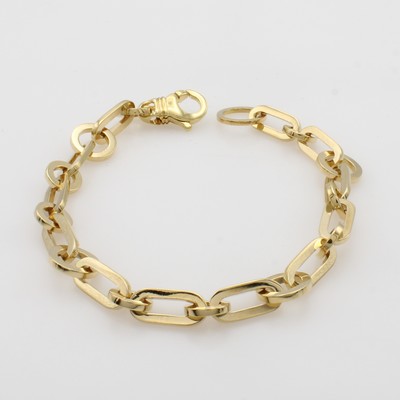 Image Gliederarmband, GG 750/000, ovale und runde Glieder, abgekantet, Karabinerschl., L. ca. ...