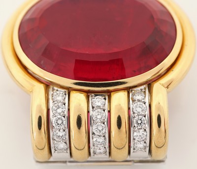 27044977e - 18 kt Gold Turmalin-Brillant-Clipanhänger, GG/WG 750/000, aufwendige ...