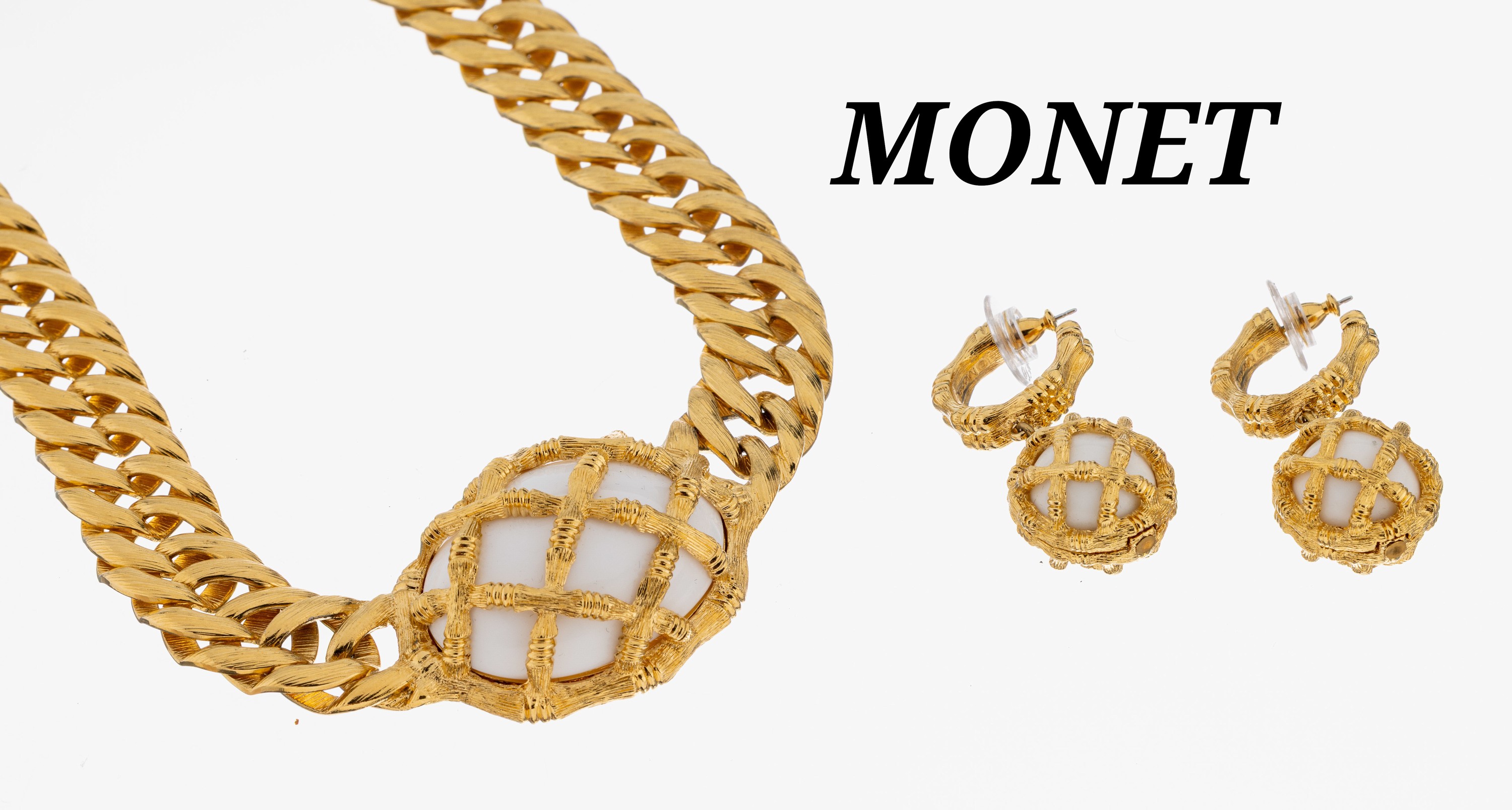 Image 27045083 - MONET Modeschmuckset, Metall verg., 1970er Jahre, best. aus: Collier, ...