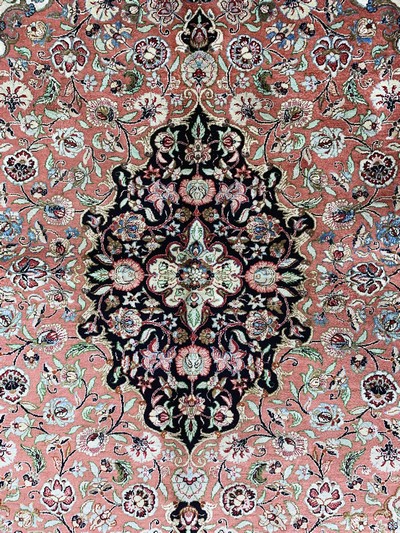 27045003c - Ghom Seide signiert, Persien, Mitte 20.Jhd,reine Naturseide, ca. 204 x 130 cm, ...