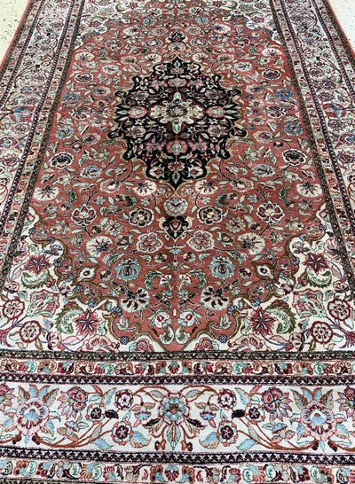 27045003f - Ghom Seide signiert, Persien, Mitte 20.Jhd,reine Naturseide, ca. 204 x 130 cm, ...