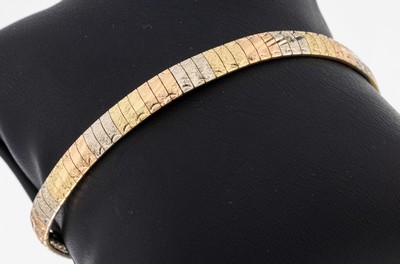 Image 14 kt Gold Armband, GG/WG/RG 585/000, teilstrukturiert, L. ca. 20 cm, Kastenschloss mit ...