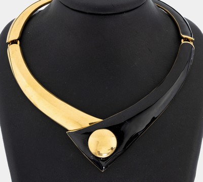 Image Modeschmuckcollier MONET, 1970er Jahre, Metall verg., schwarzer Hartlack, ...