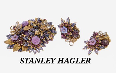 Image STANLEY HAGLER Modeschmuckset, Metall verg., USA, 1970er Jahre, sehr aufw., prunkvolles ...