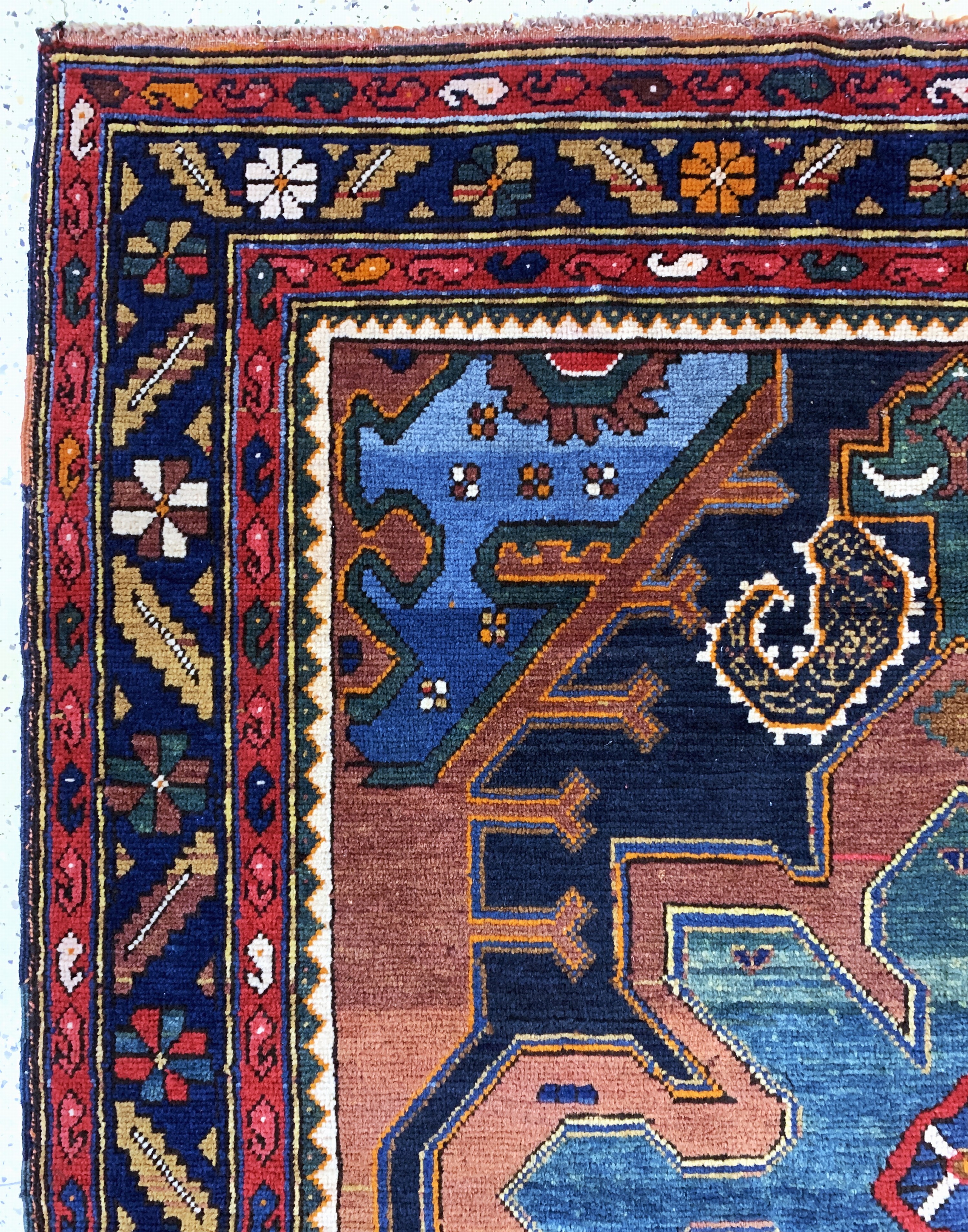 Detail c: Kazak antik, Kaukasus, um 1900, Wolle auf Wolle, ca. 180 x 146 cm, EHZ: 3