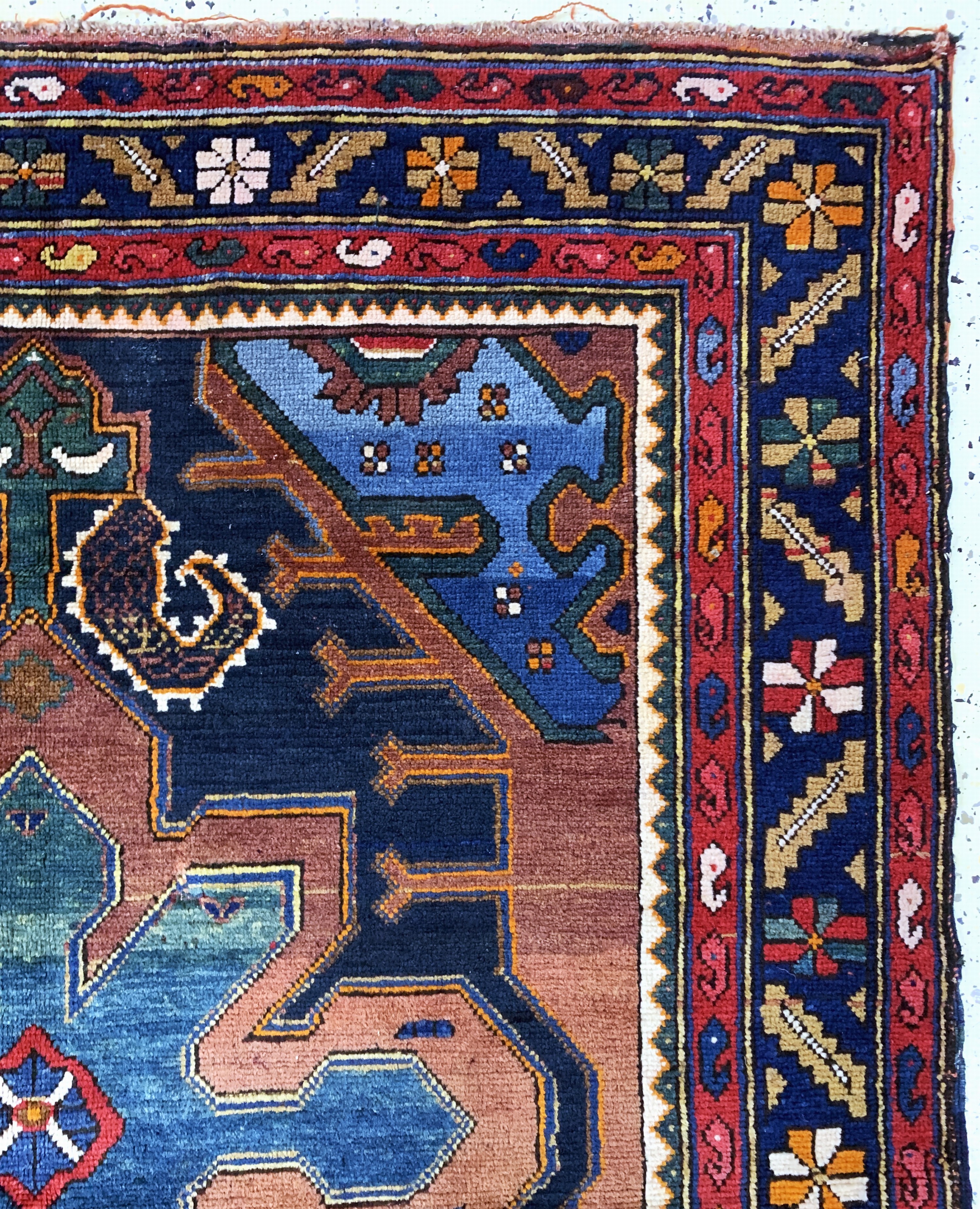 Detail d: Kazak antik, Kaukasus, um 1900, Wolle auf Wolle, ca. 180 x 146 cm, EHZ: 3