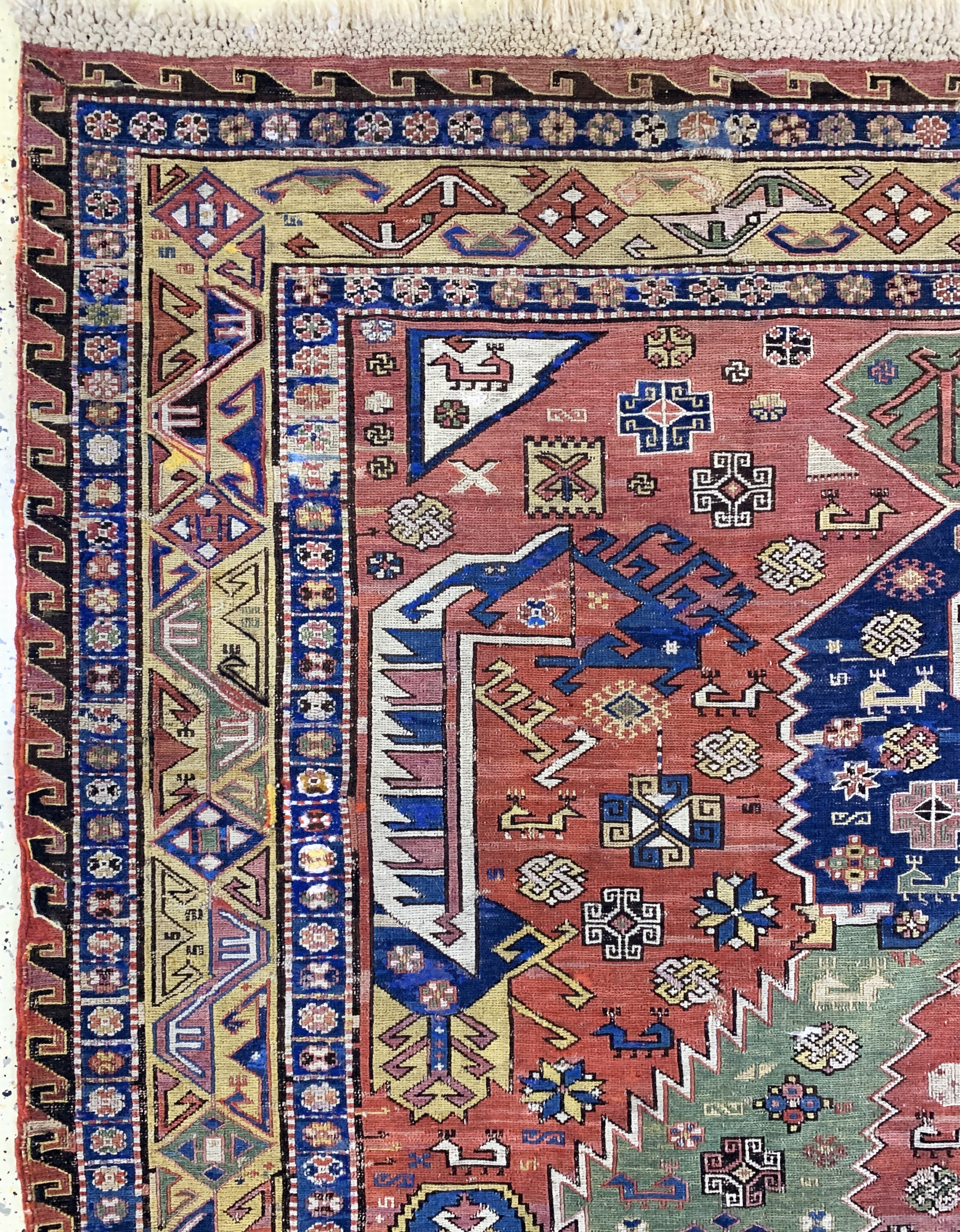Detail f: Antiker Sumakh, Kaukasus, 19.Jhd, Wolle aufWolle, ca. 315 x 203 cm, EHZ: 2, (kleine restaurierungen)