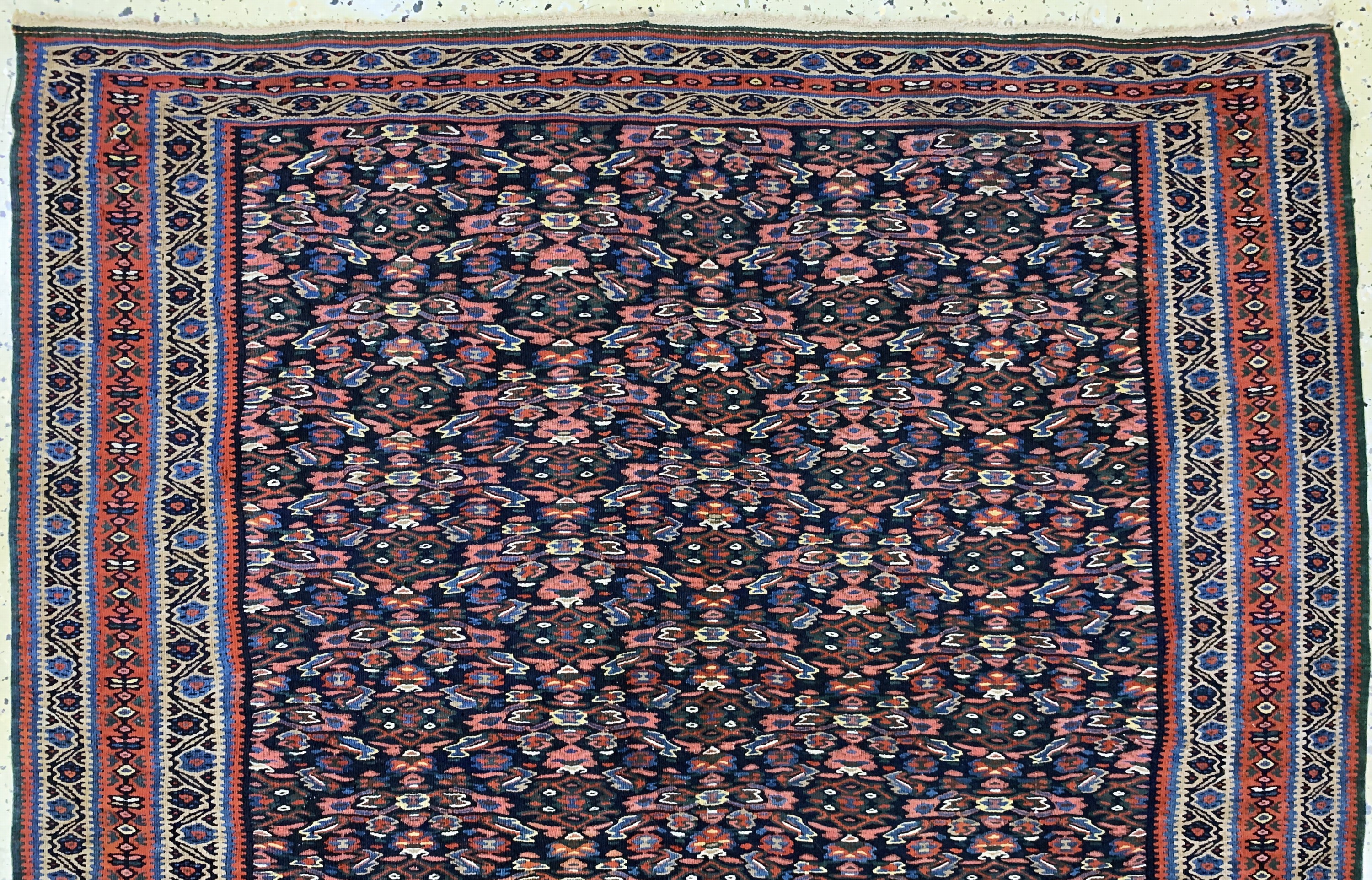 Detail a: Antike Senneh Kelim fein, Persien, 19.Jhd, Wolle auf Baumwolle, ca. 215 x 140 cm, EHZ: 2