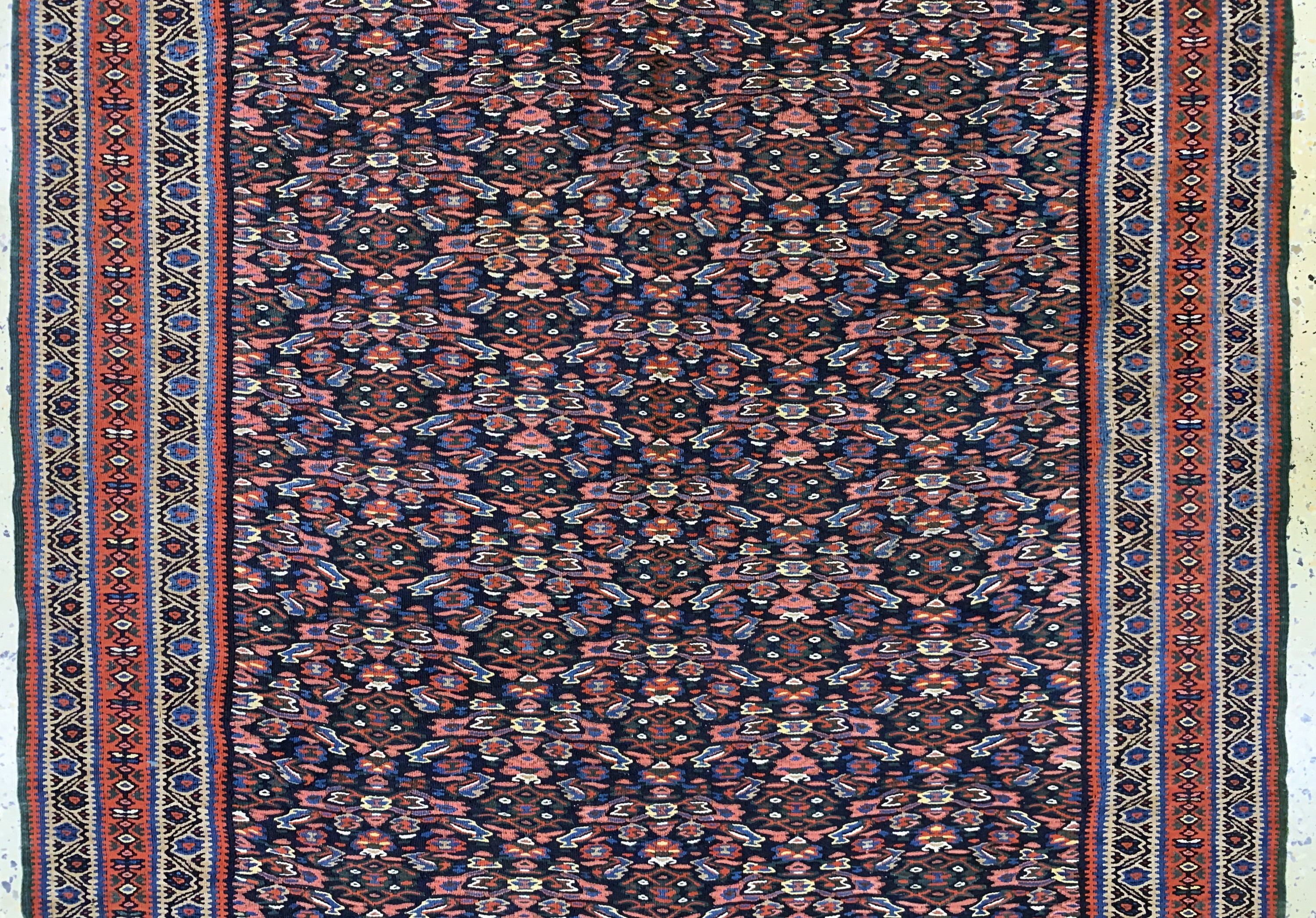 Detail b: Antike Senneh Kelim fein, Persien, 19.Jhd, Wolle auf Baumwolle, ca. 215 x 140 cm, EHZ: 2