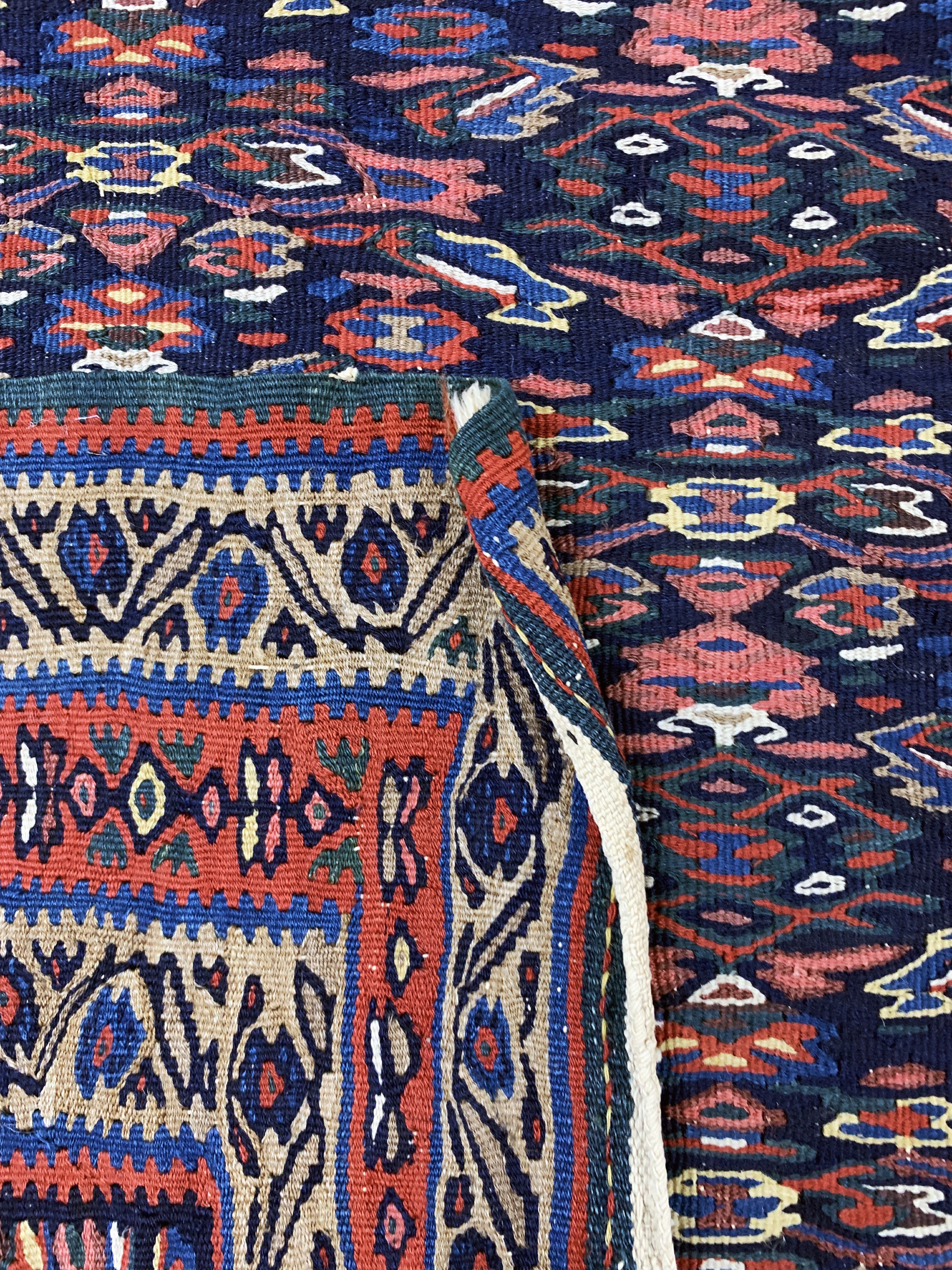 Detail f: Antike Senneh Kelim fein, Persien, 19.Jhd, Wolle auf Baumwolle, ca. 215 x 140 cm, EHZ: 2