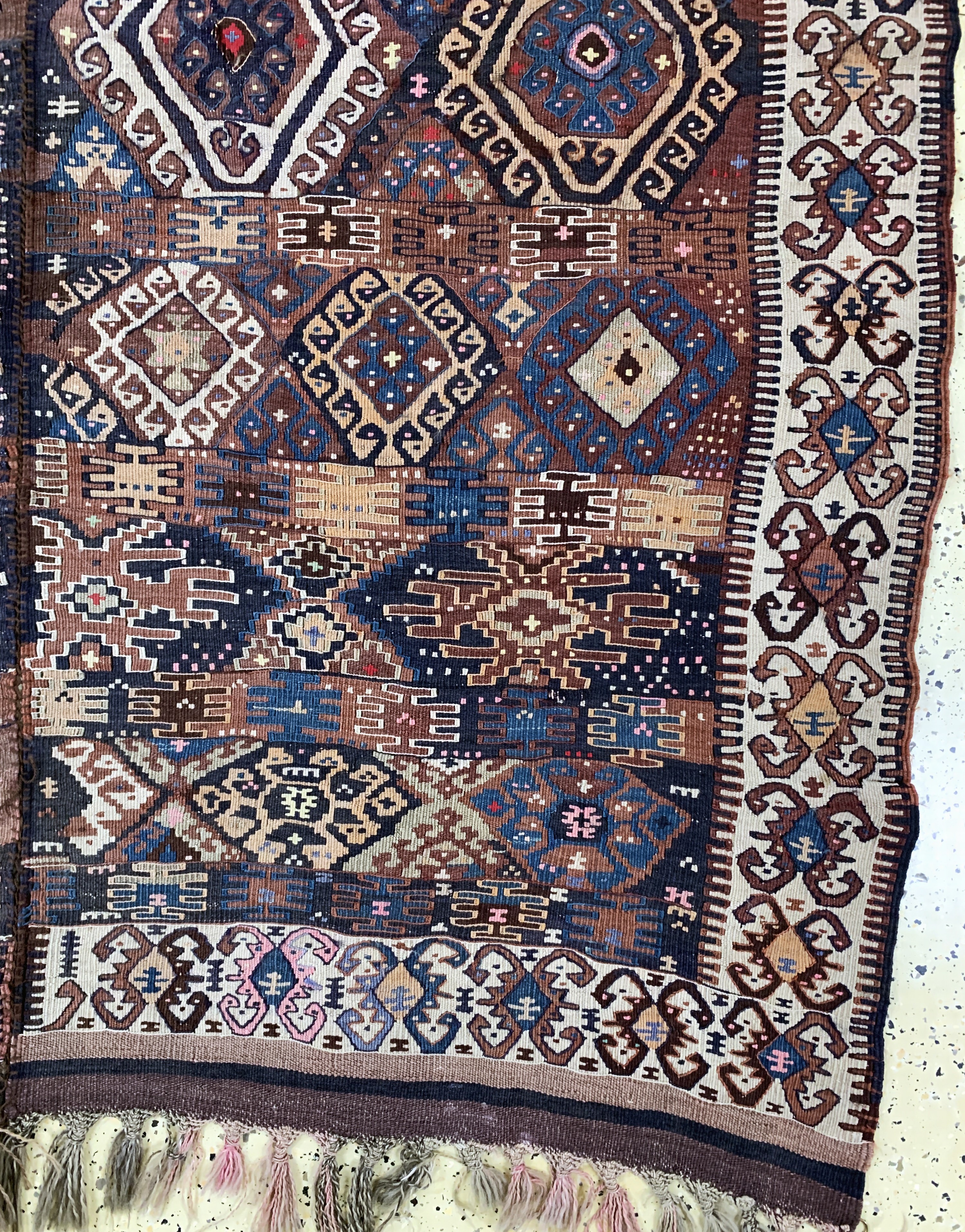 Detail a: Antiker Malatia Sumakh, Türkei, um 1900, Wolle auf Wolle, ca. 192 x 160 cm, (2 Bahnig),EHZ: 2