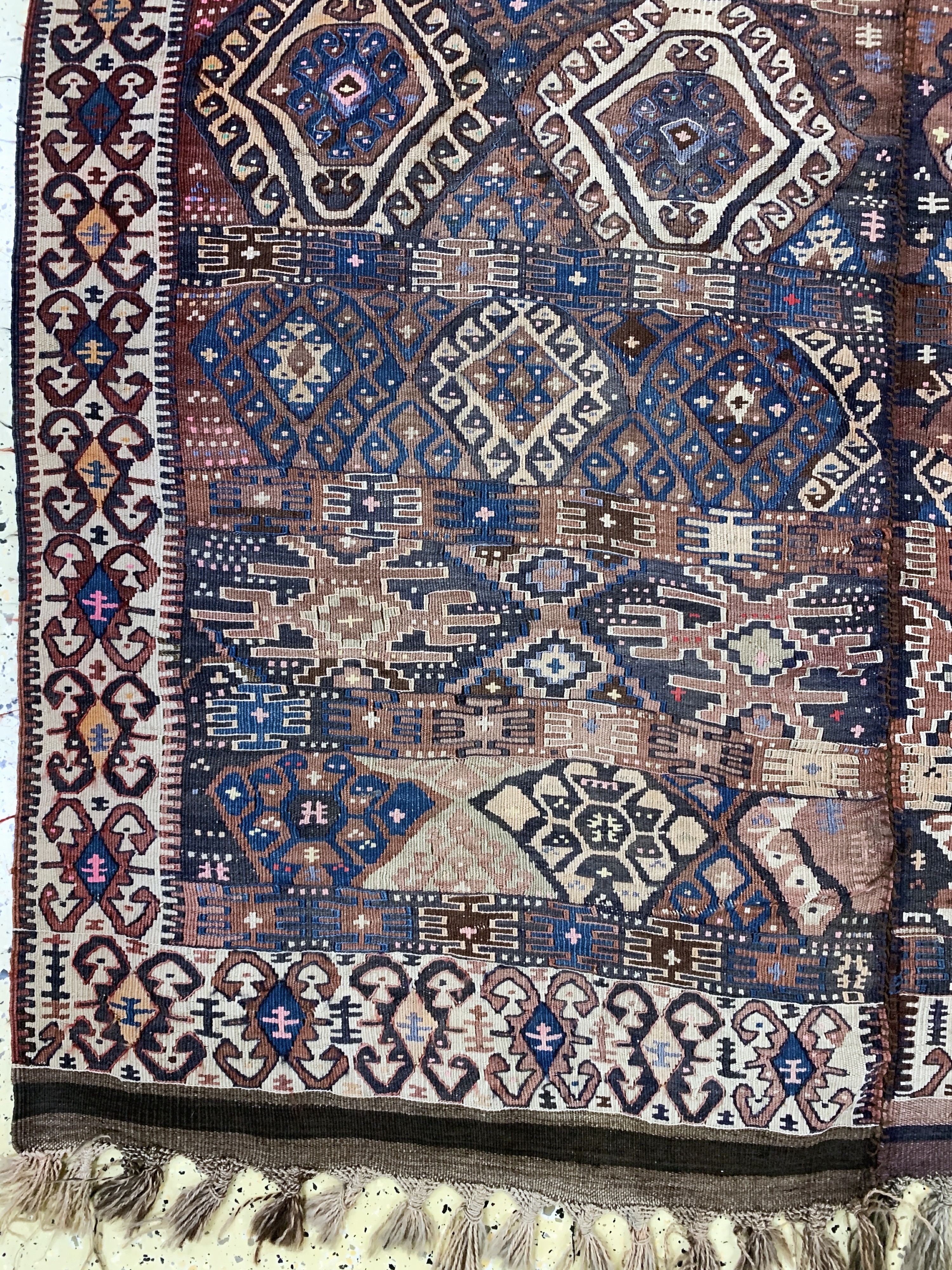 Detail b: Antiker Malatia Sumakh, Türkei, um 1900, Wolle auf Wolle, ca. 192 x 160 cm, (2 Bahnig),EHZ: 2