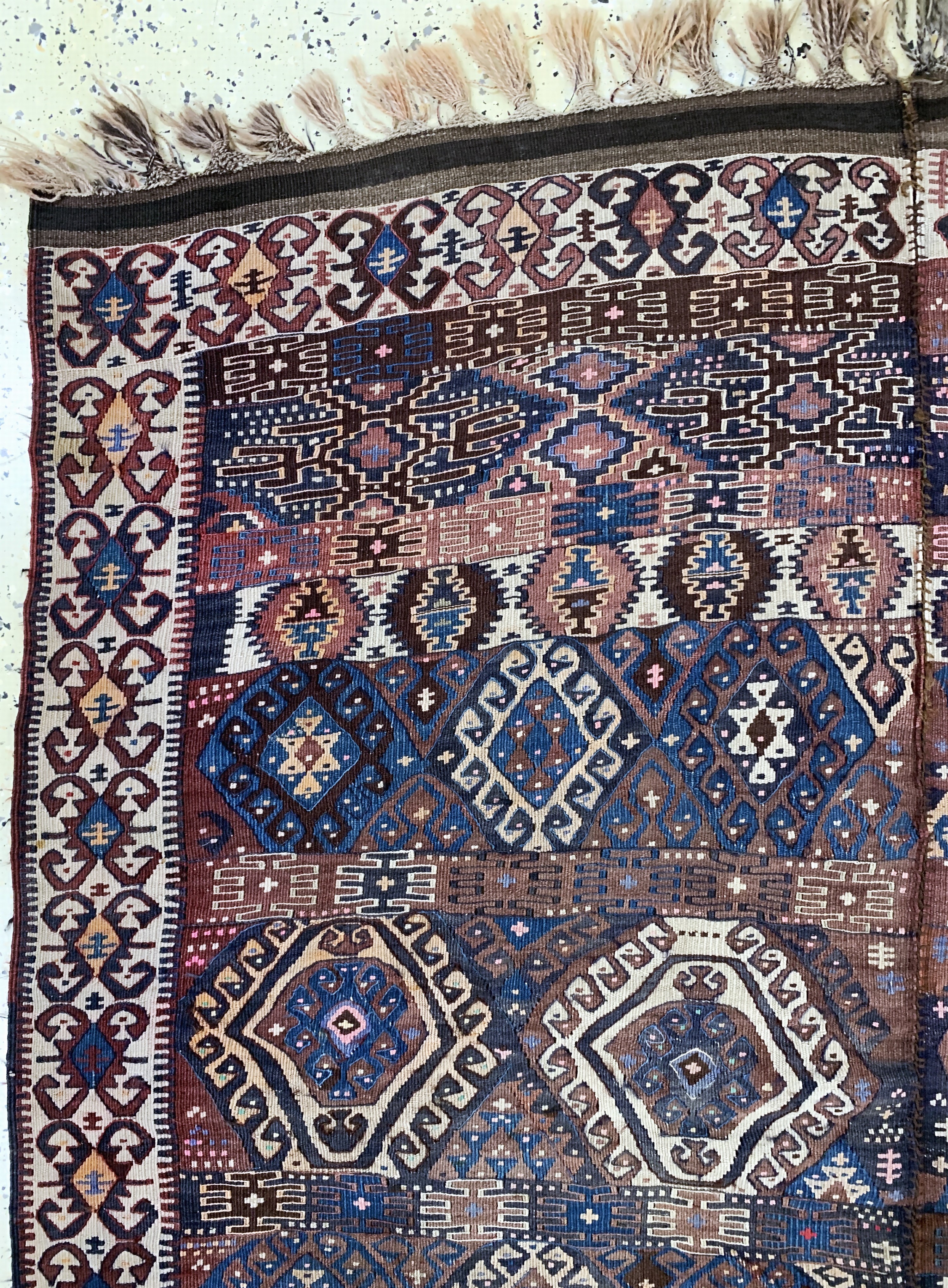 Detail c: Antiker Malatia Sumakh, Türkei, um 1900, Wolle auf Wolle, ca. 192 x 160 cm, (2 Bahnig),EHZ: 2