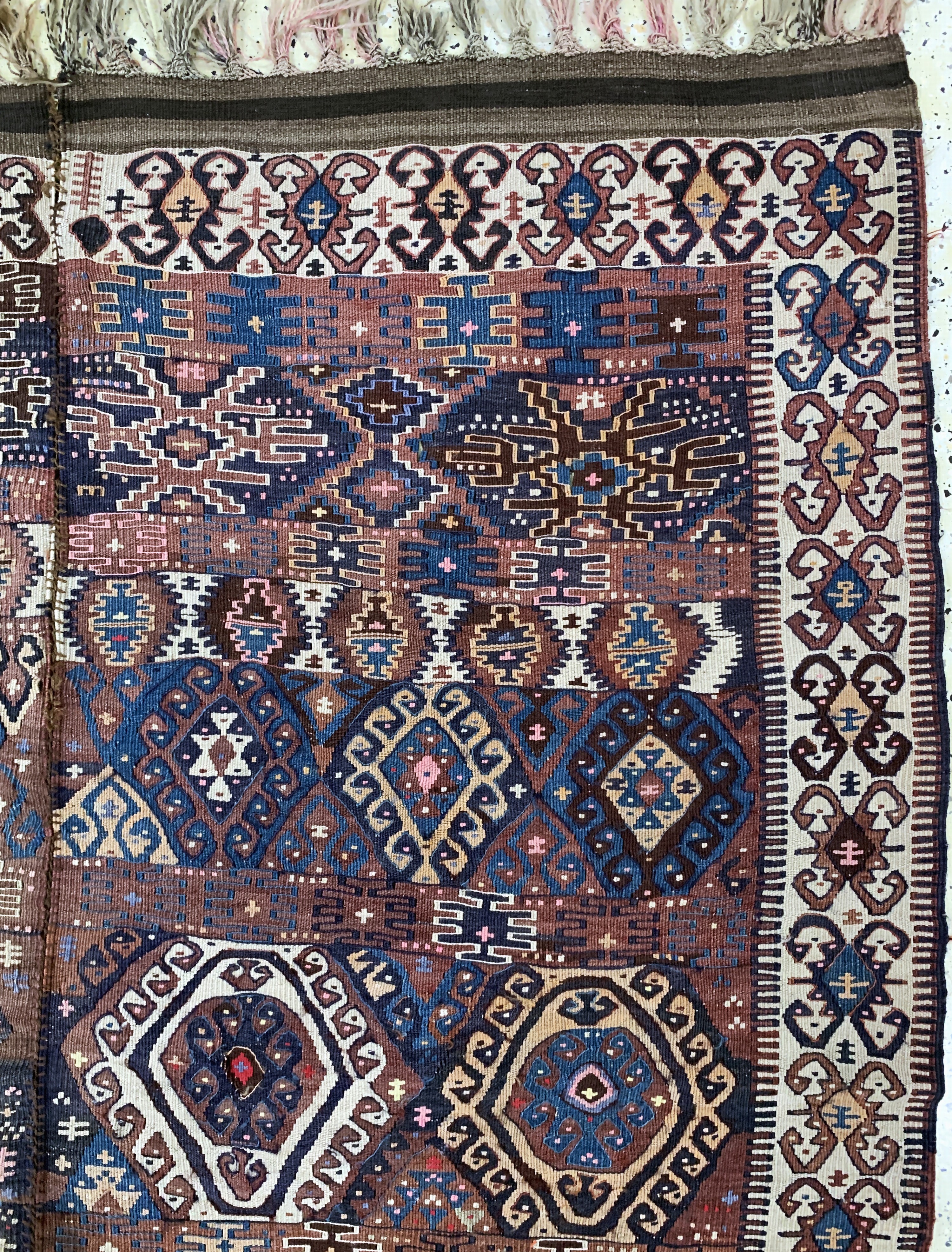 Detail d: Antiker Malatia Sumakh, Türkei, um 1900, Wolle auf Wolle, ca. 192 x 160 cm, (2 Bahnig),EHZ: 2