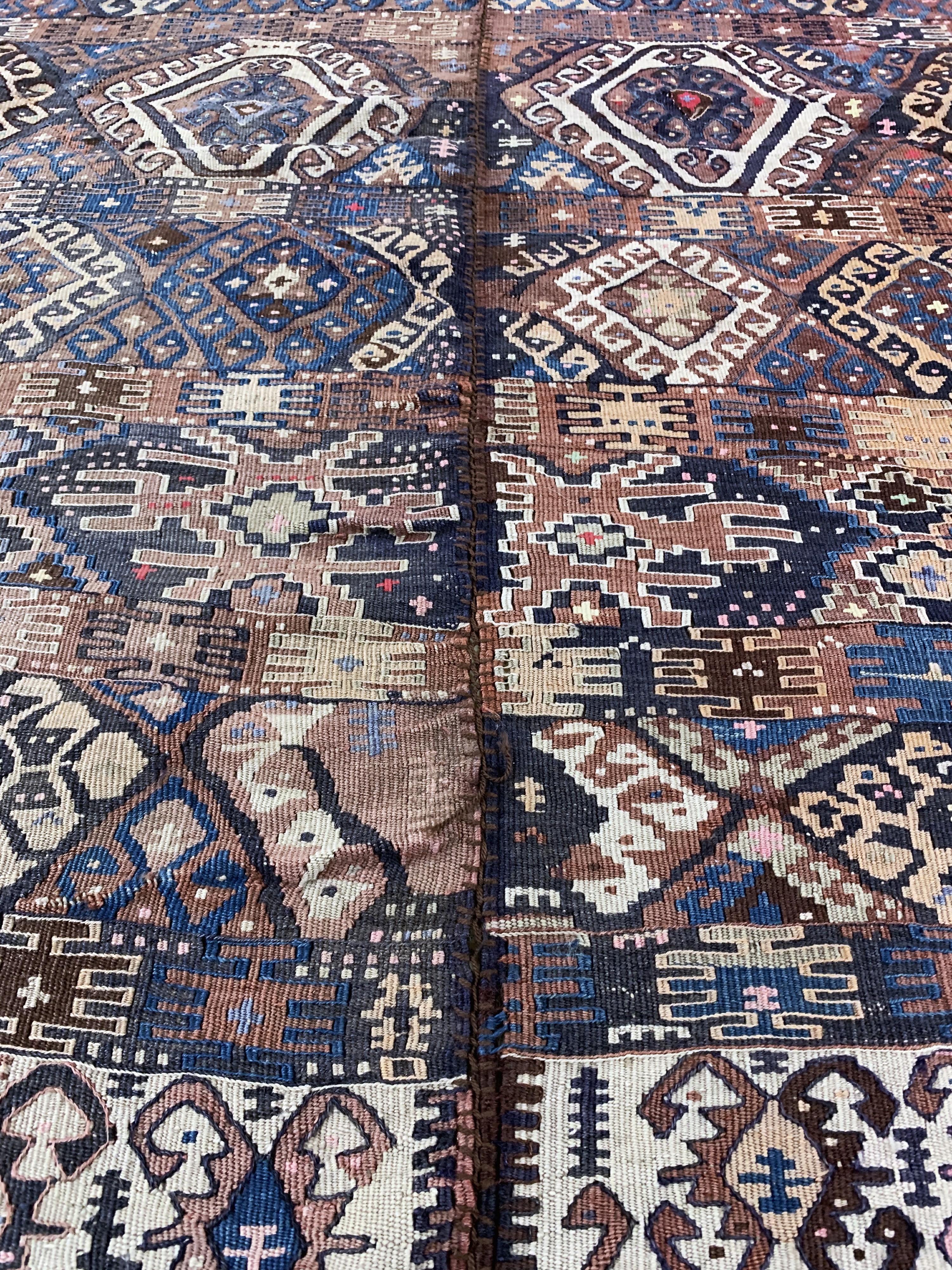 Detail e: Antiker Malatia Sumakh, Türkei, um 1900, Wolle auf Wolle, ca. 192 x 160 cm, (2 Bahnig),EHZ: 2
