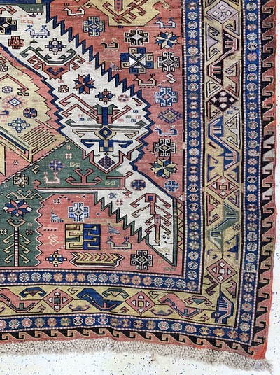 27045597a - Antiker Sumakh, Kaukasus, 19.Jhd, Wolle aufWolle, ca. 315 x 203 cm, EHZ: 2, (kleine ...