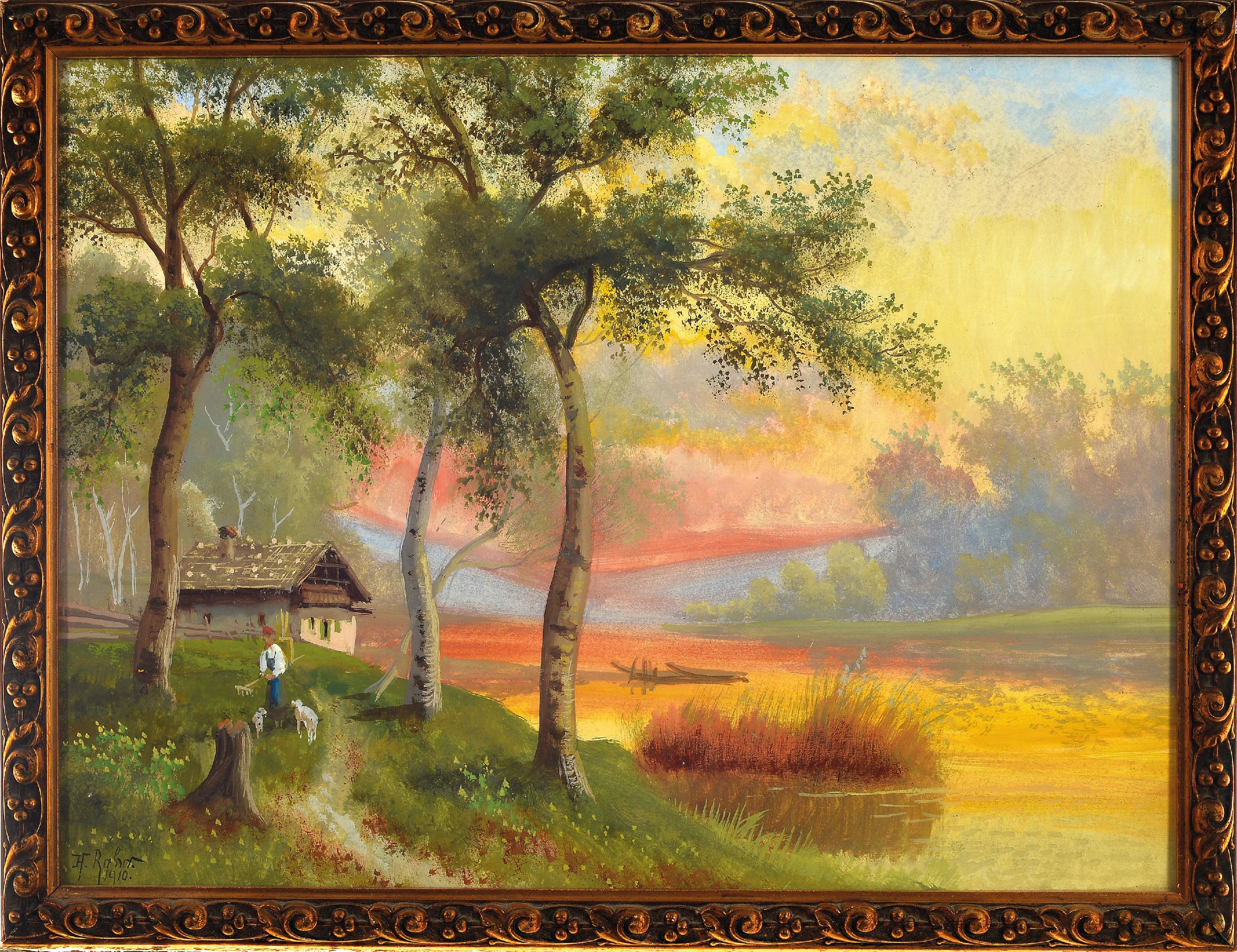 Detail k: H. Rohr, Pseudonym des Karl Kaufmann, 1843 Neplachowice-1905 Wien, Paar Aquarelle, "Am Zeller See" und wohl Zürichsee, je signiert und ...