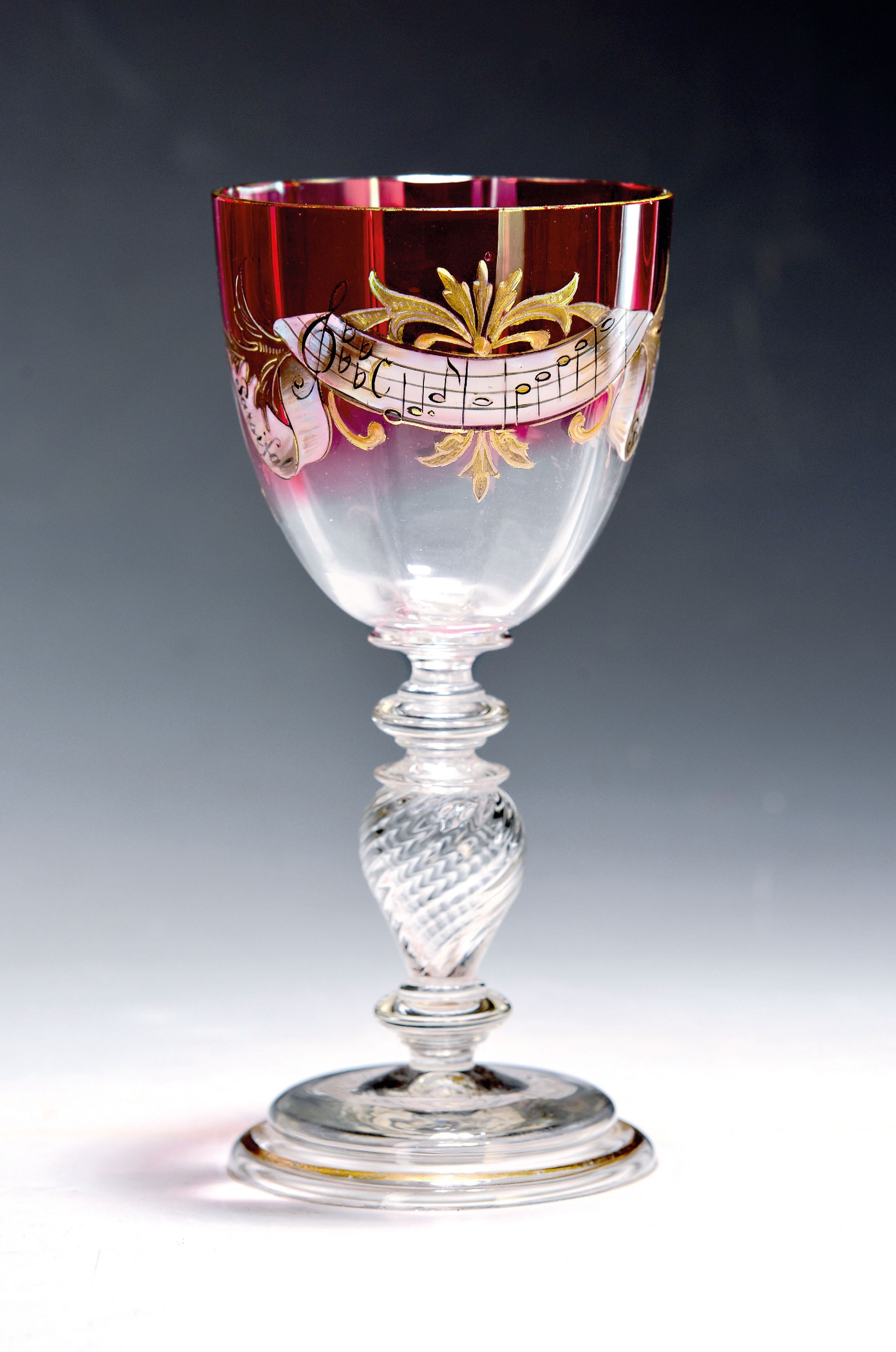 Image 27045685 - Andenkenglas, deutsch, um 1880-90, farbloses mundgeblasenes Glas, Kuppa partiell ...