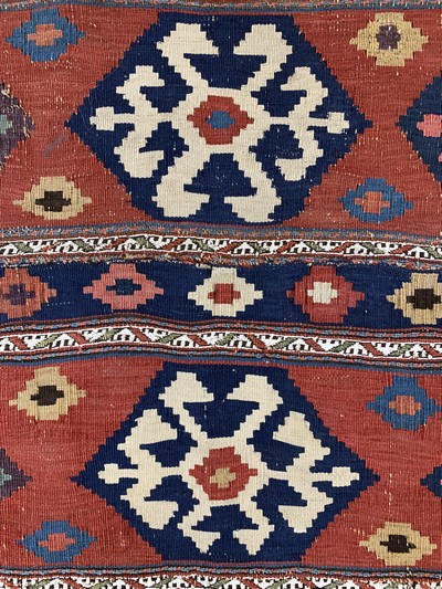 27045600c - 2 Lots Mafraschteile, Persien, 19.Jhd, Wolle auf Wolle, ca. 115 x 90 cm, EHZ: 2 ...