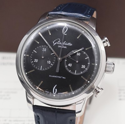 27045675a - GLASHÜTTE Senator Sixties Herrenchronograph in Stahl, Automatik, beids. vergl. Geh., ...