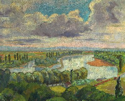 Image Georg Vorhauer, 1903 Paris-1987 Neustadt, pfälzer Altrheinlandschaft, Öl/Lwd, rechts ...