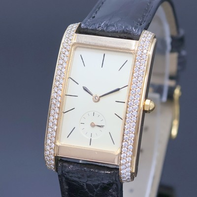 27045753a - Damenarmbanduhr in RG 750/000, quarz, 2-teil., tonneauförmiges Geh. seitl. aufw. m. ...