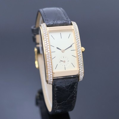 27045753b - Damenarmbanduhr in RG 750/000, quarz, 2-teil., tonneauförmiges Geh. seitl. aufw. m. ...