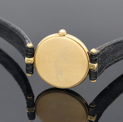 27045756d - Damenarmbanduhr in GG 750/000, quarz, 2-teil. Geh., Boden aufgedr., gold. Zifferbl., ...