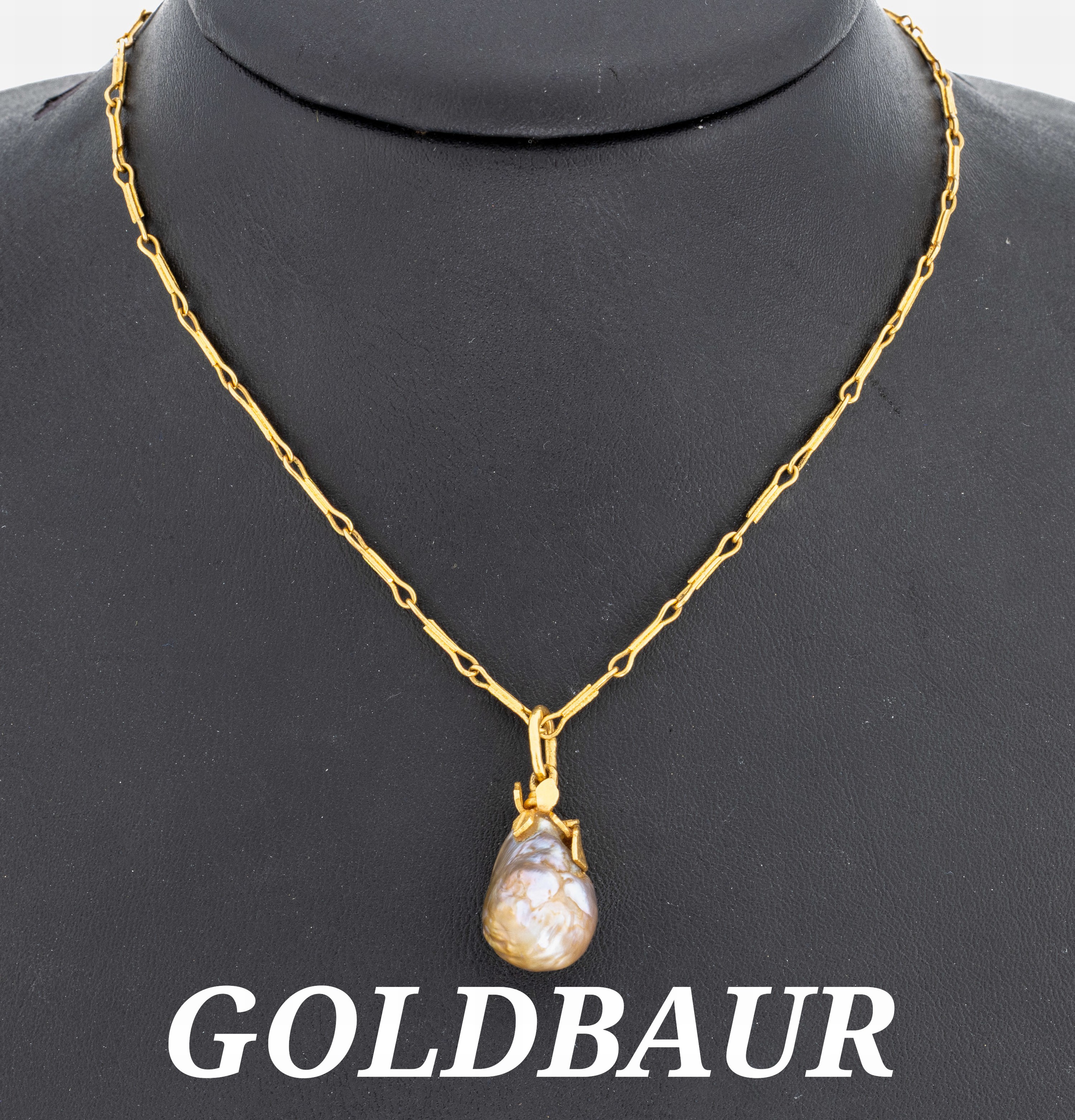 Image 27045854 - 18 kt Gold GOLDBAUR Anhänger mit Tahitizuchtperle, GG 750/000, blattförm. ...