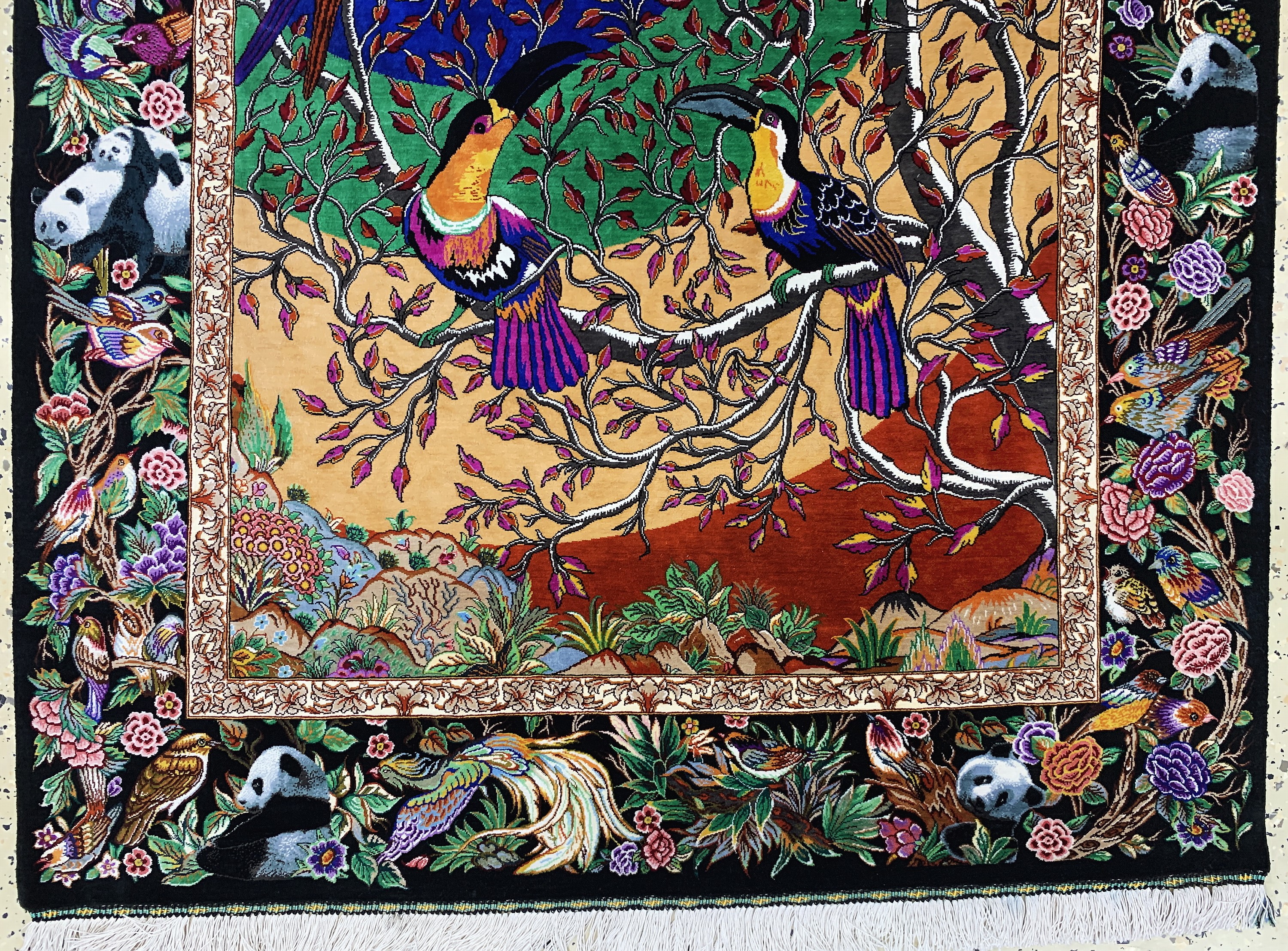 Detail b: Ghom Seide fein signiert, Persien, ca. 20 Jahre, reine Naturseide, ca. 155 x 100 cm, ca.1,0 Mio. Kn/qm, (Sehr guter Zustand)