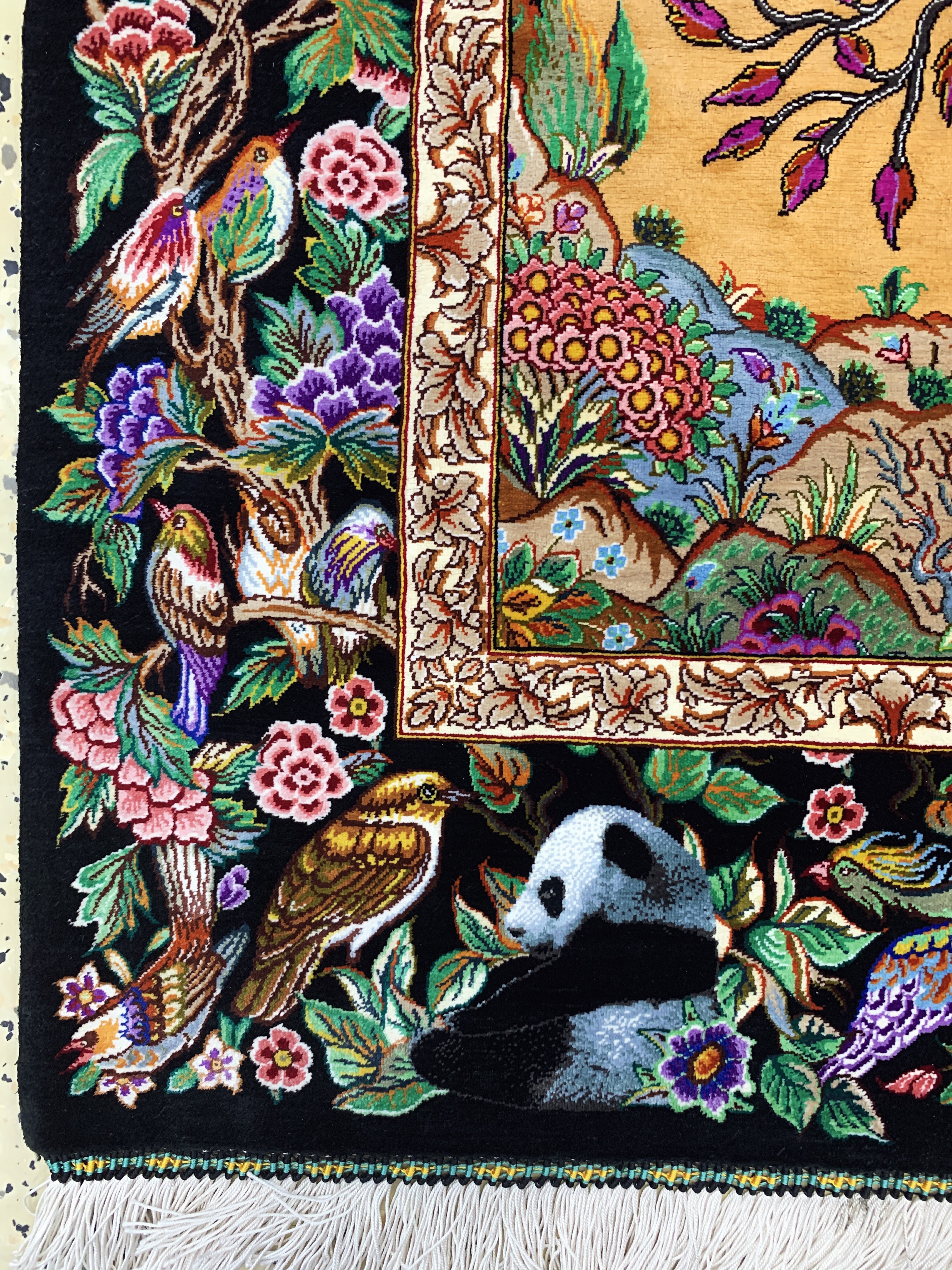 Detail j: Ghom Seide fein signiert, Persien, ca. 20 Jahre, reine Naturseide, ca. 155 x 100 cm, ca.1,0 Mio. Kn/qm, (Sehr guter Zustand)