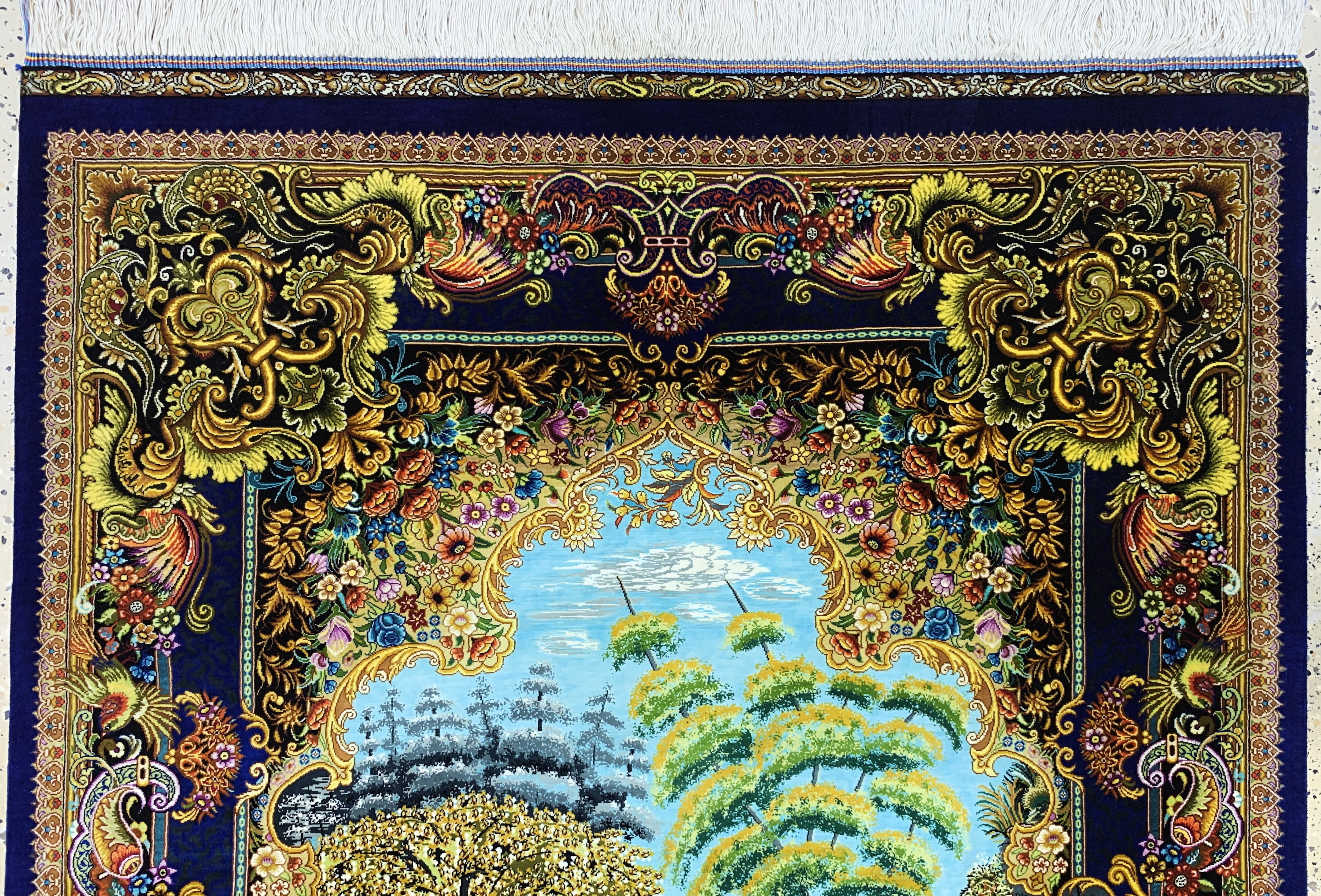 Detail a: Ghom Seide fein signiert, Persien, ca. 20 Jahre, reine Naturseide, ca. 154 x 103 cm, ca.1,0 Mio. Kn/qm, (Sehr guter Zustand)