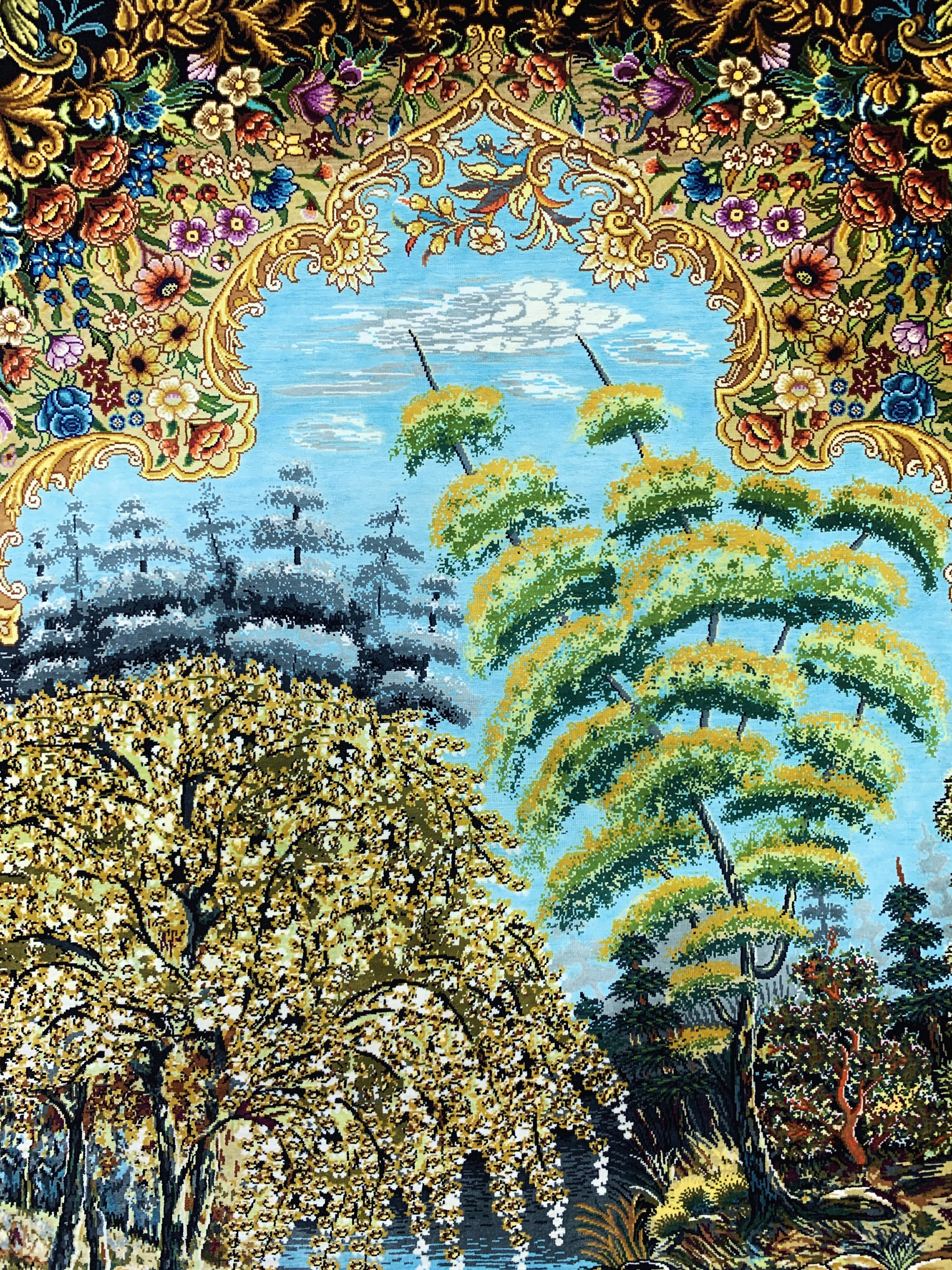 Detail d: Ghom Seide fein signiert, Persien, ca. 20 Jahre, reine Naturseide, ca. 154 x 103 cm, ca.1,0 Mio. Kn/qm, (Sehr guter Zustand)