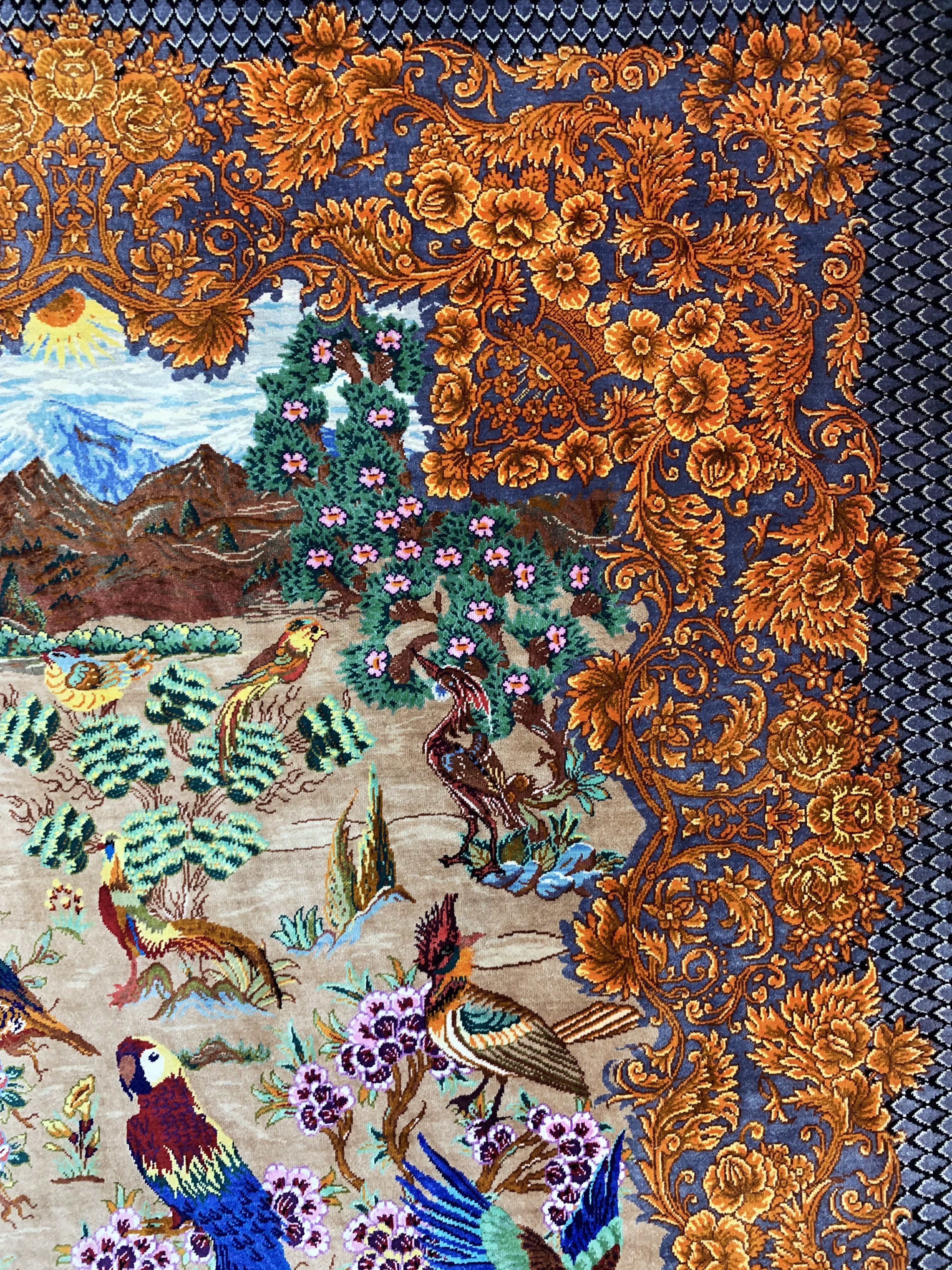 Detail d: Ghom Seide fein signiert, Persien, ca. 20 Jahre, reine Naturseide, ca. 150 x 100 cm, ca.1,0 Mio. Kn/qm, (Sehr guter Zustand)