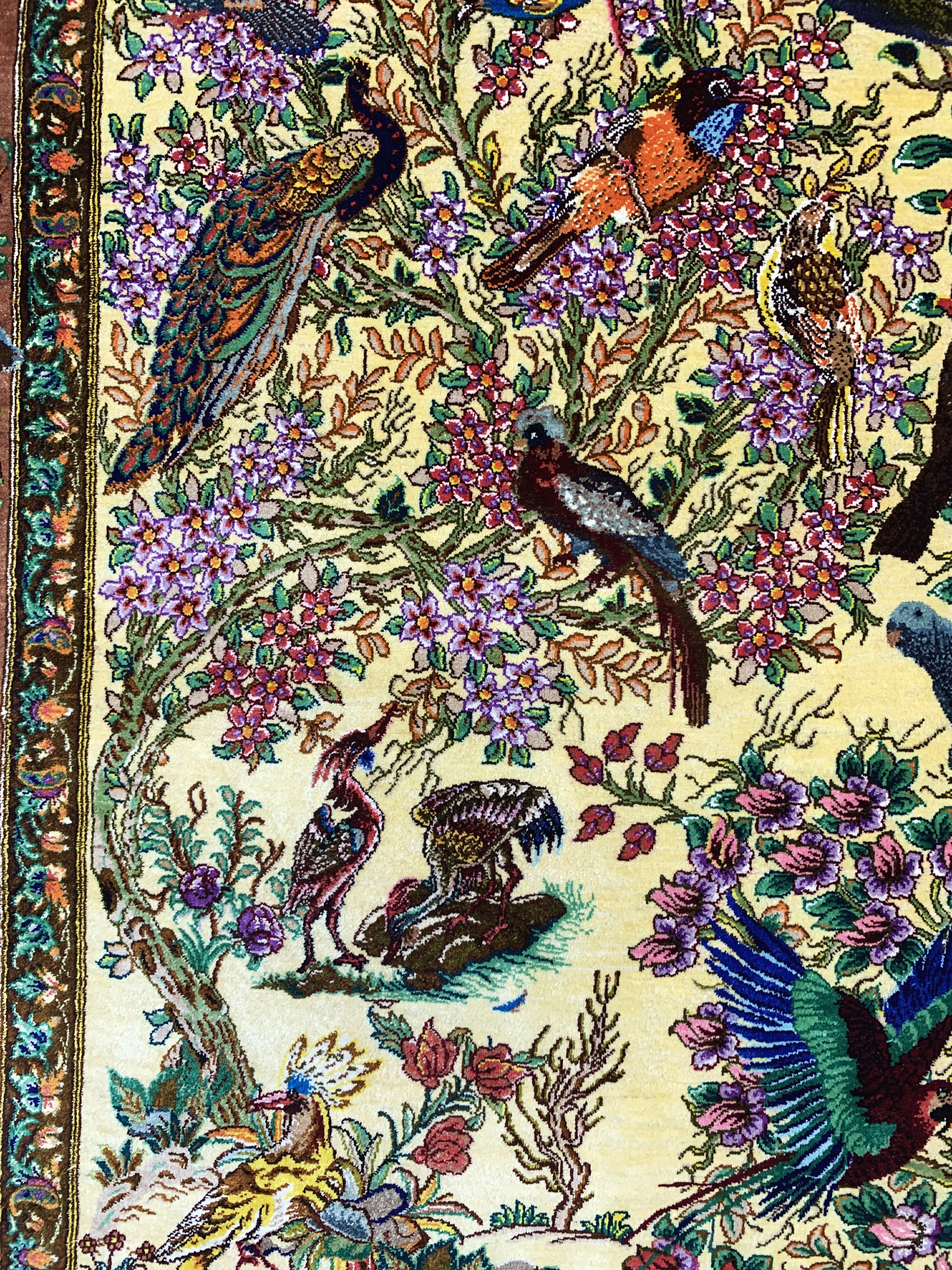 Detail g: Ghom Seide fein signiert, Persien, ca. 20 Jahre, reine Naturseide, ca. 154 x 100 cm, ca.1,0 Mio. Kn/qm, (Sehr guter Zustand)