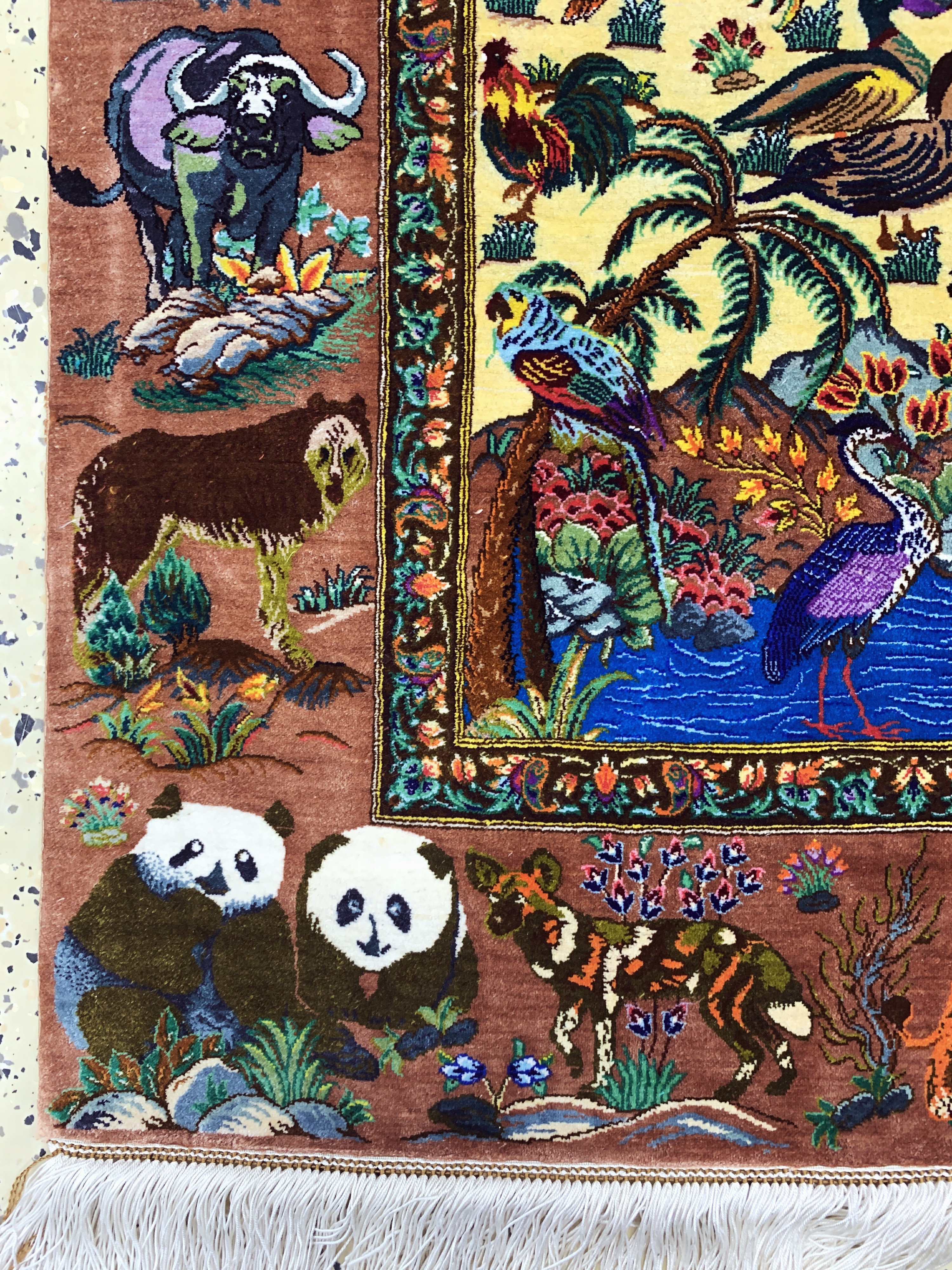 Detail i: Ghom Seide fein signiert, Persien, ca. 20 Jahre, reine Naturseide, ca. 154 x 100 cm, ca.1,0 Mio. Kn/qm, (Sehr guter Zustand)