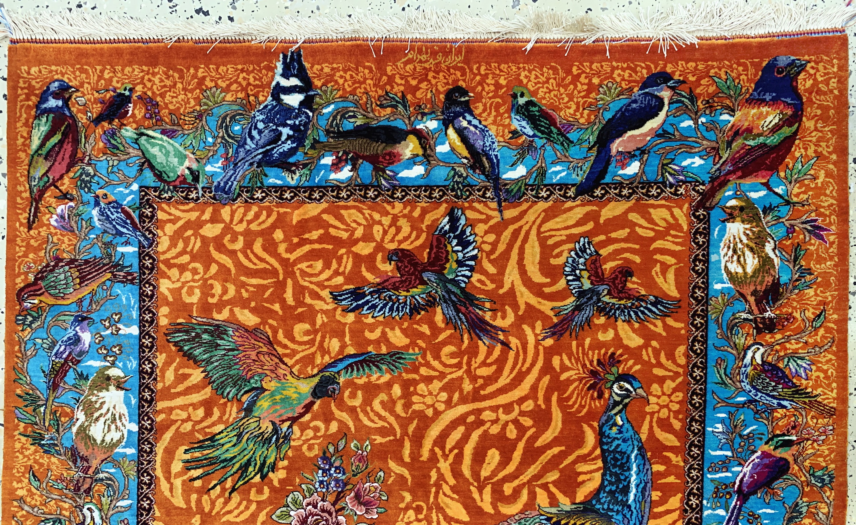 Detail a: Ghom Seide fein signiert, Persien, ca. 20 Jahre, reine Naturseide, ca. 150 x 104 cm, ca.1,0 Mio. Kn/qm, (Sehr guter Zustand)