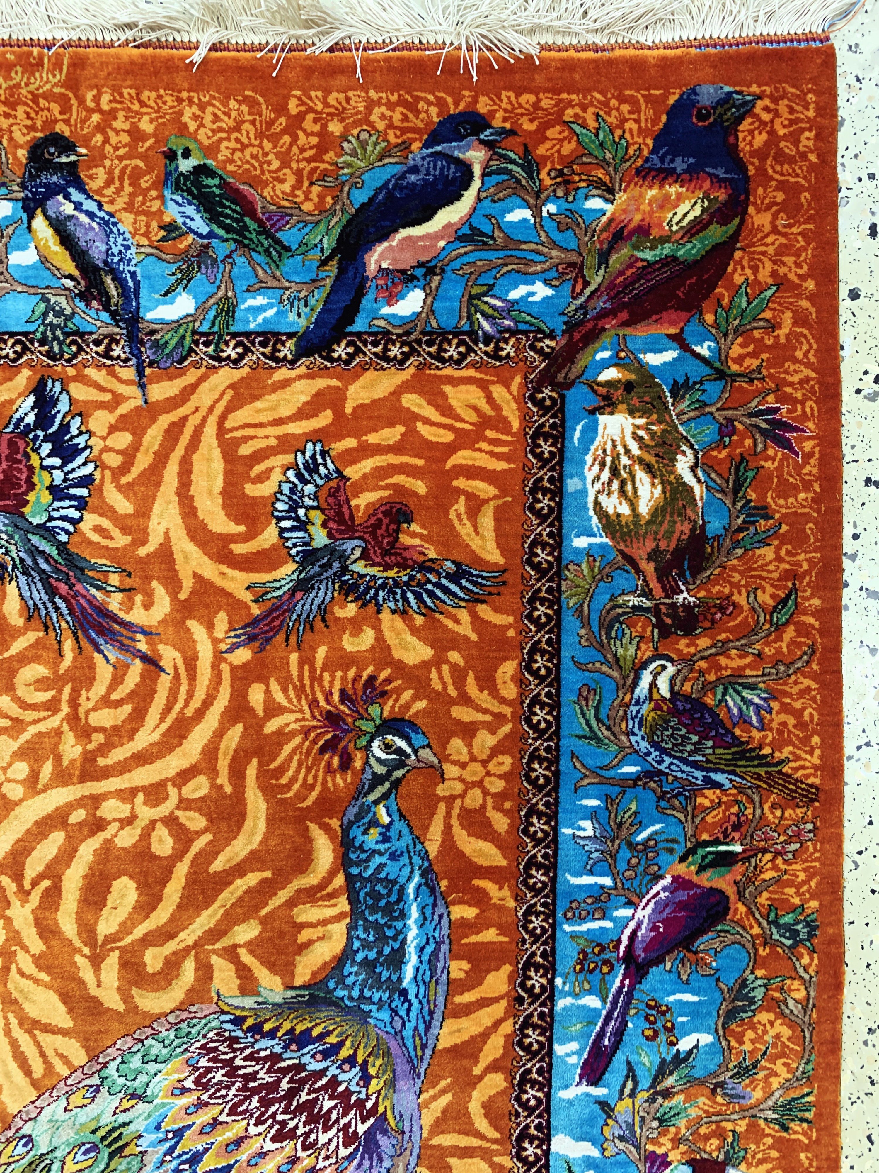 Detail e: Ghom Seide fein signiert, Persien, ca. 20 Jahre, reine Naturseide, ca. 150 x 104 cm, ca.1,0 Mio. Kn/qm, (Sehr guter Zustand)